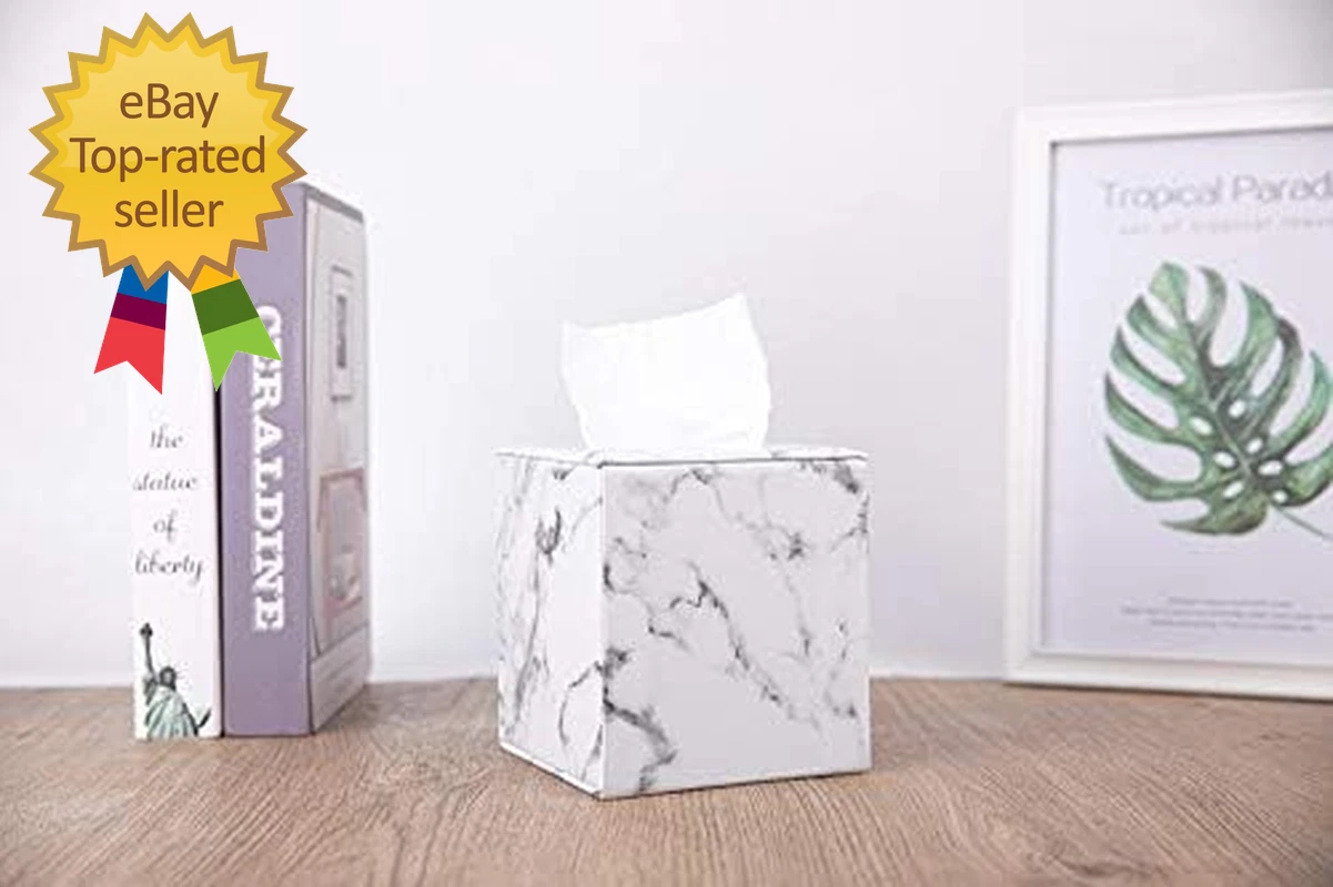 Tissue Box Cover Square Modern Marble Style Marble Stripes PU Leather | eBay