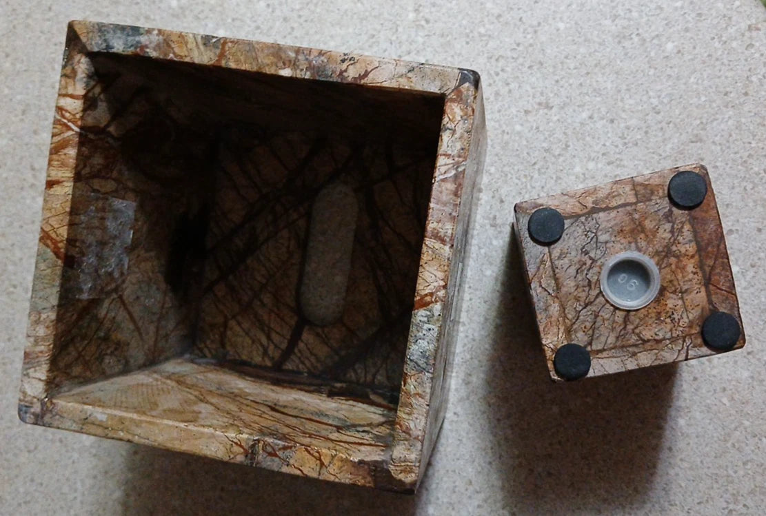 Solid Marble Brown Tan Tissue Cover w Toothbrush Holder | eBay