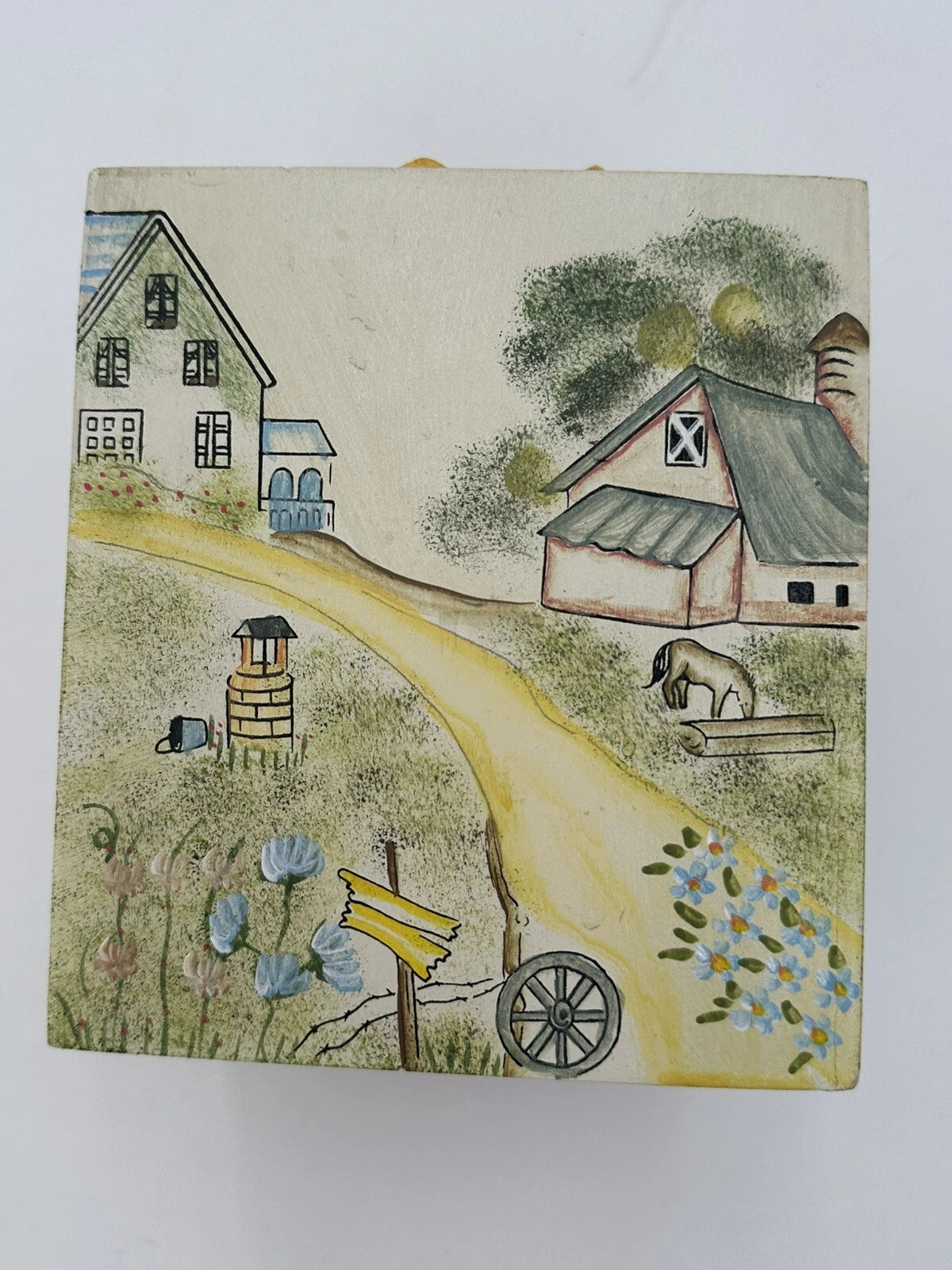 Farm Scenes With Animals Tissue Storage Box Holder Wooden Cover | eBay