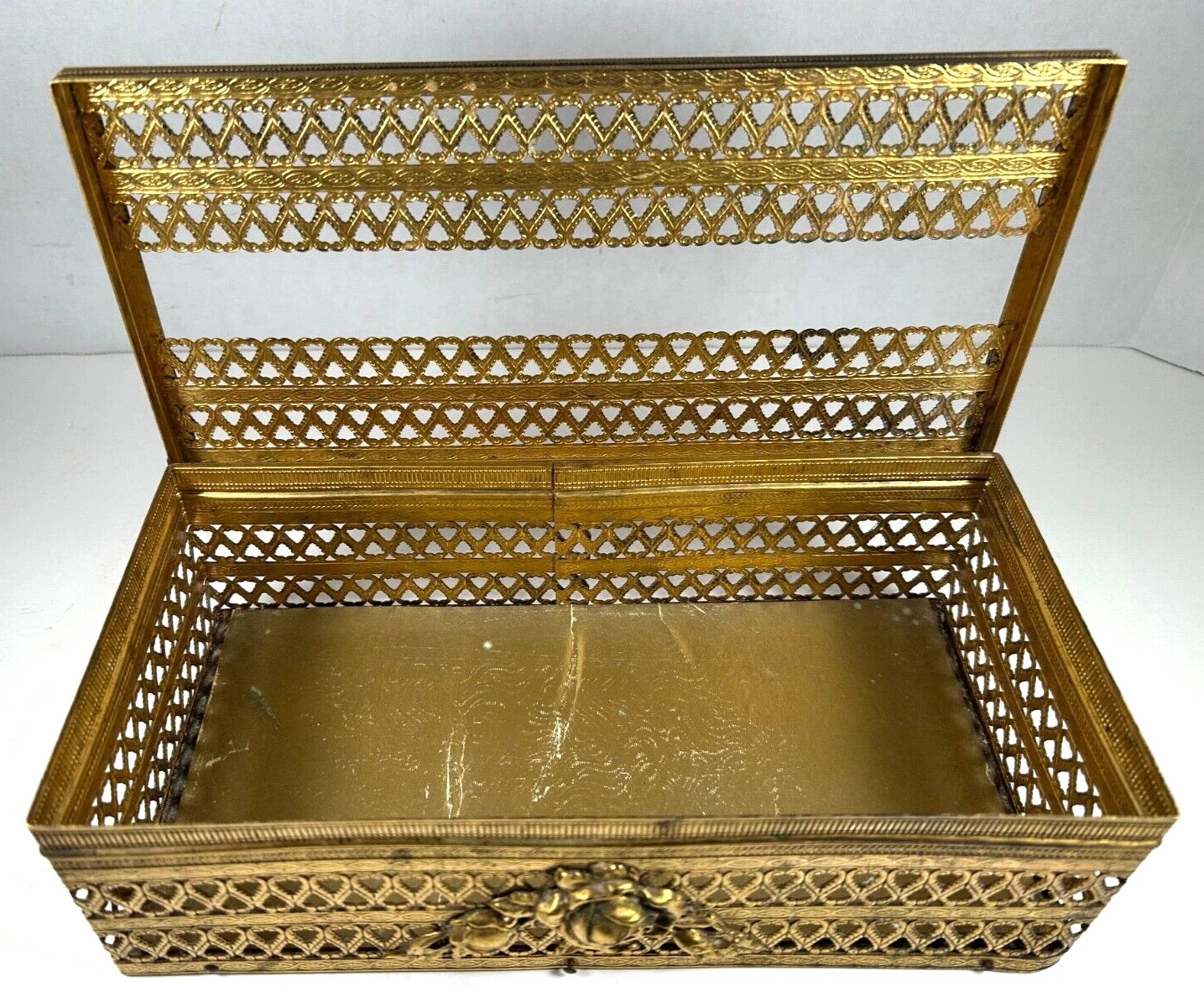 Vintage Gold Filigree Metal Tissue Box Holder Mid 20th Cen. Hollywood Regency | eBay
