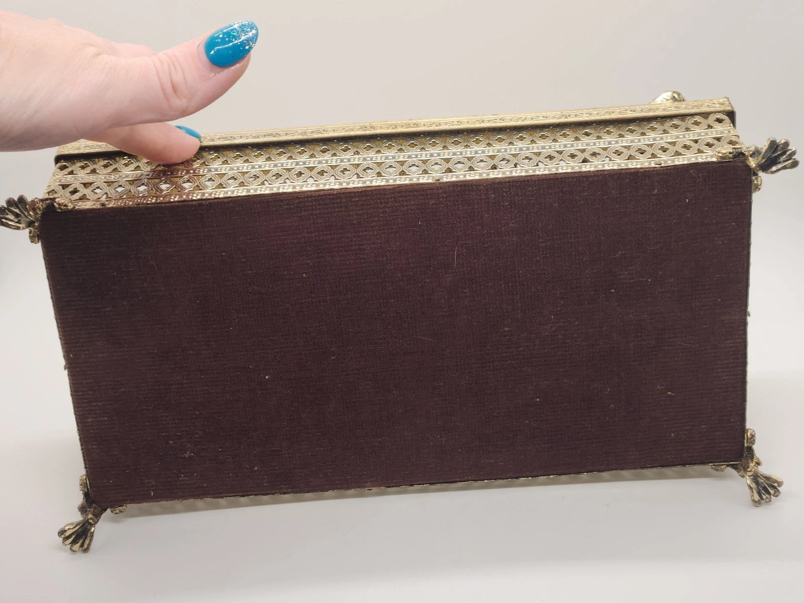 Vintage Gold Filigree Hollywood Regency Claw Footed w/Roses Tissue Box Holder | eBay