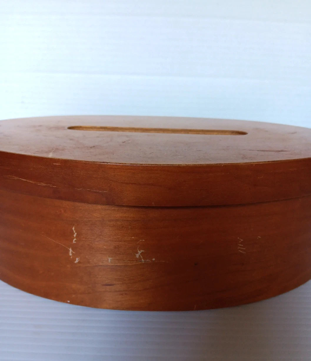 Vintage Shaker Style Oval Wood Tissue Holder Box w/Cover Copper Nails 12" x 9" | eBay
