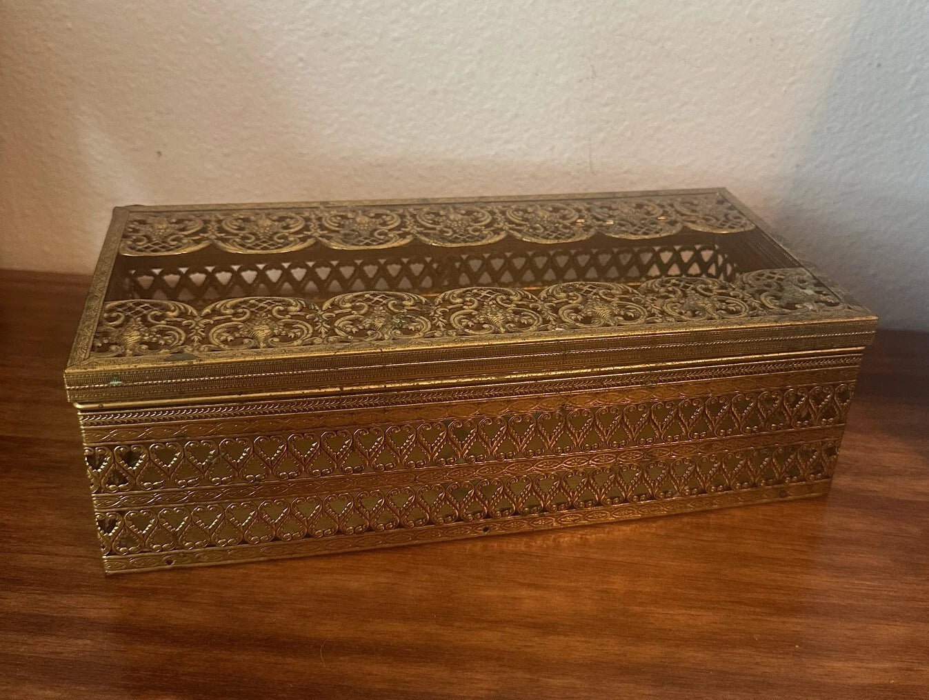 Vintage Hollywood Regency Brass Ormolu Filigree Tissue Box Cover | eBay