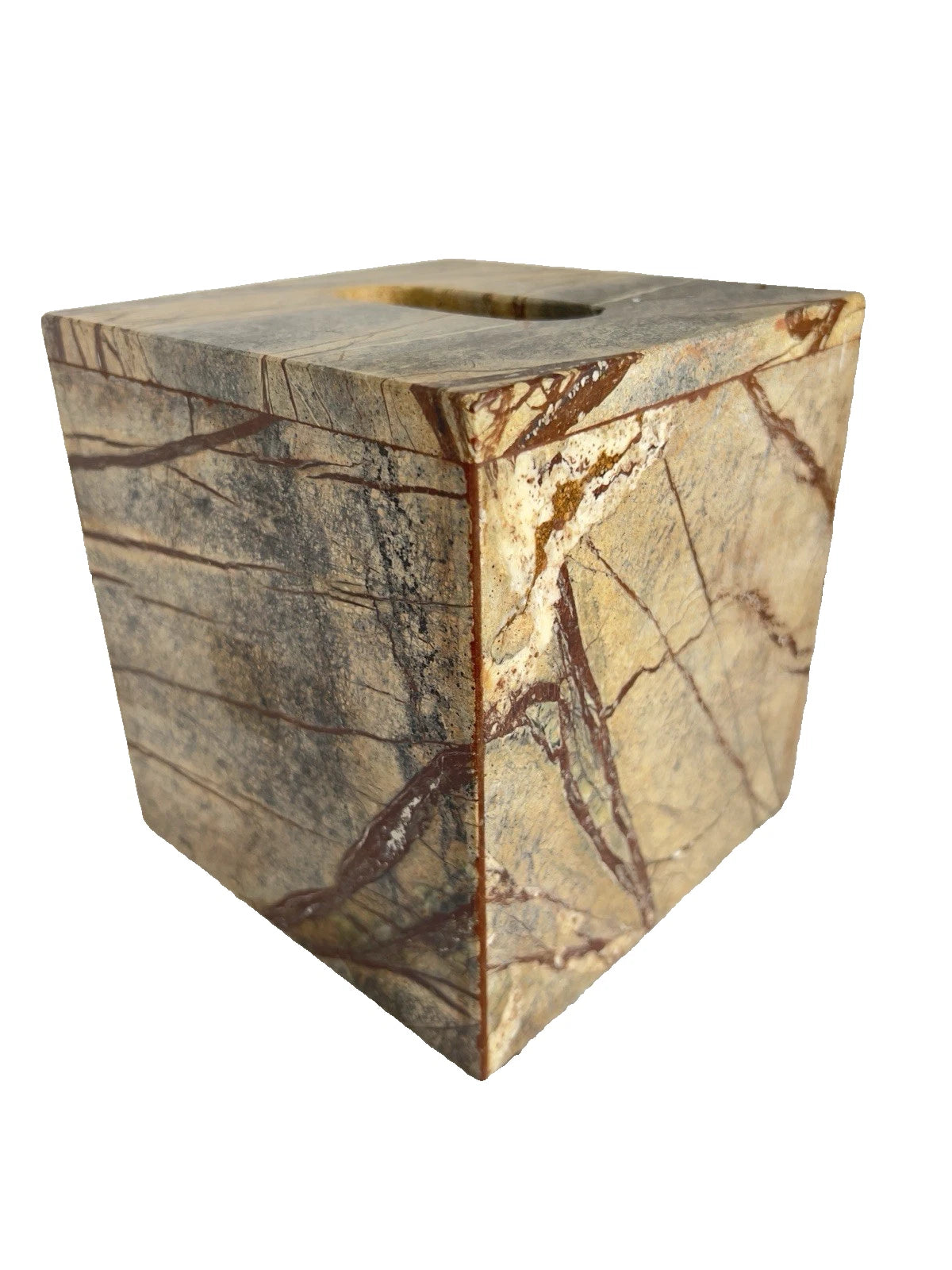Marble Tissue Box Cover Tradewinds Bath Collection Made In India Brown Heavy | eBay