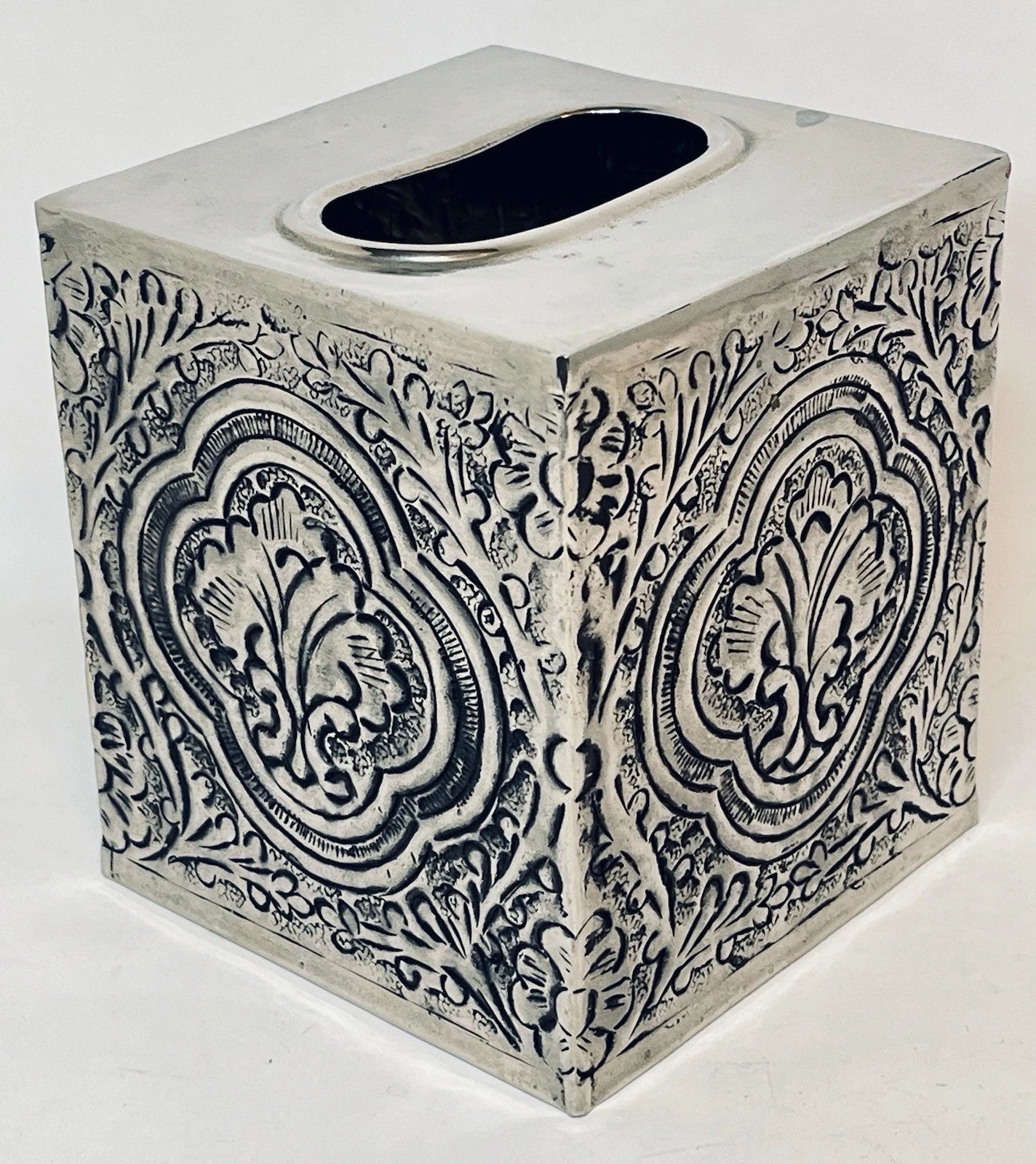 Vintage Pewter Embossed Metal Decorative Tissue Box Cover Fleur De Lis EUC | eBay
