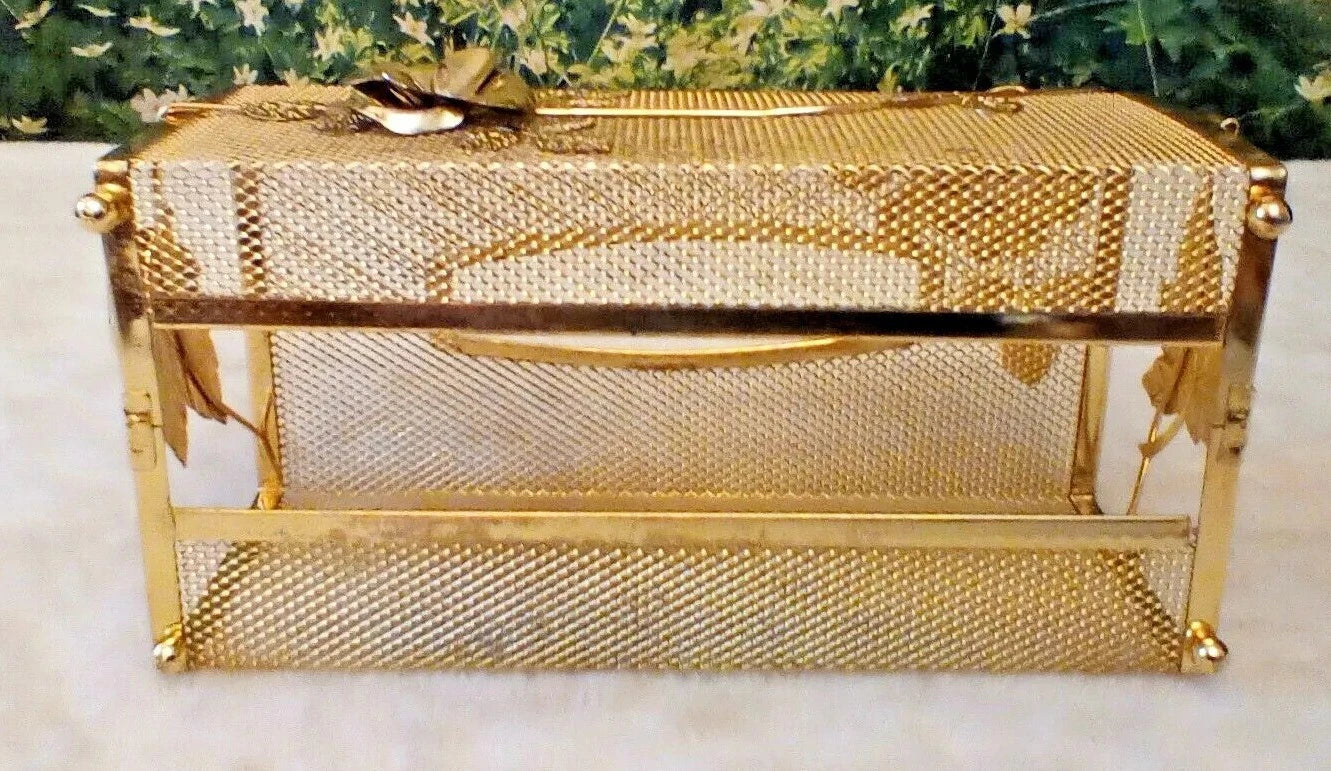 VINTAGE HOLLYWOOD REGENCY GOLD METAL FLOWERS TISSUE BOX HOLDER 10"x5" x4" | eBay