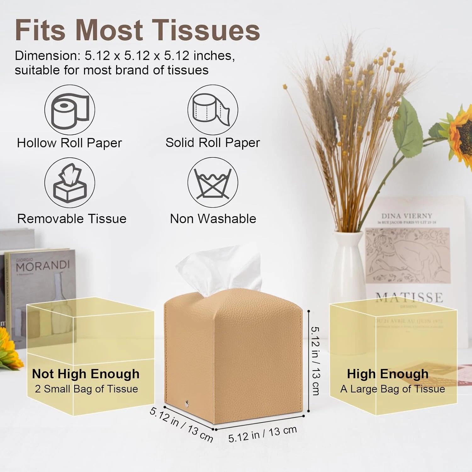 2 Pcs Square Cream Tissue Box Cover PU Leather Decorative Tissue Organizer Dispe | eBay