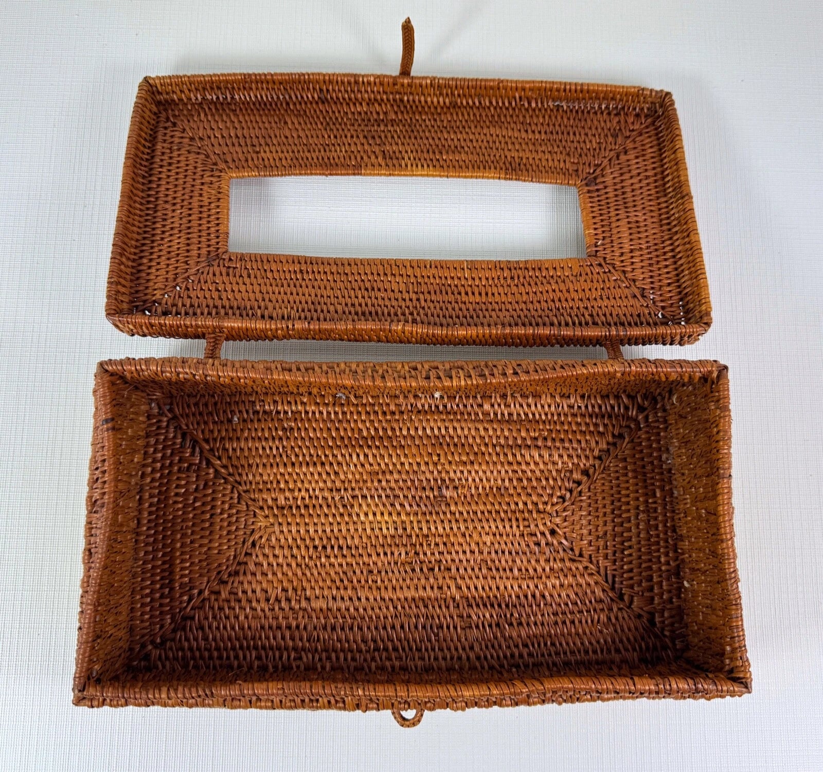 Vintage Wicker Rattan Woven Basket Long Tissue Box Cover Holder Box with Latch | eBay