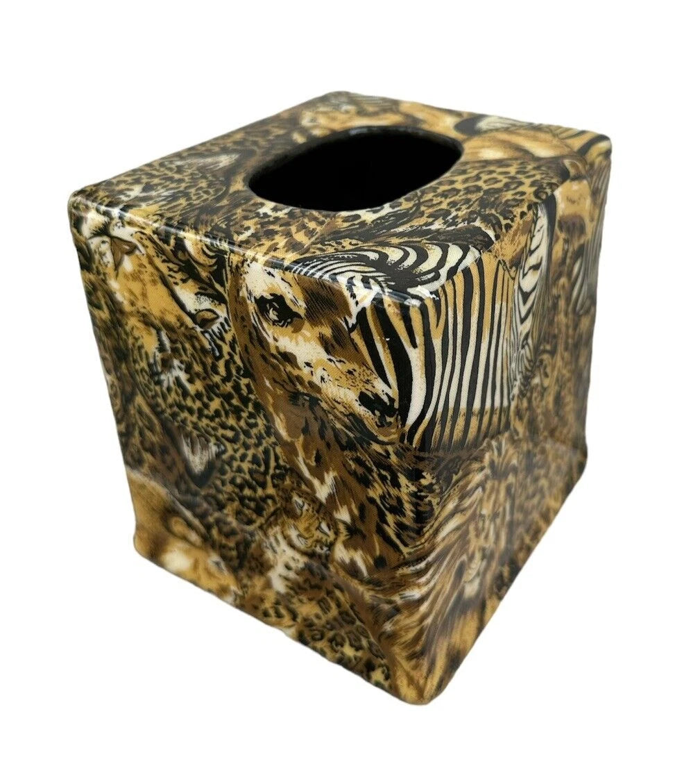 African Safari Tissue Box Cover Lions Leopard Giraffe Cheetah Design. New | eBay