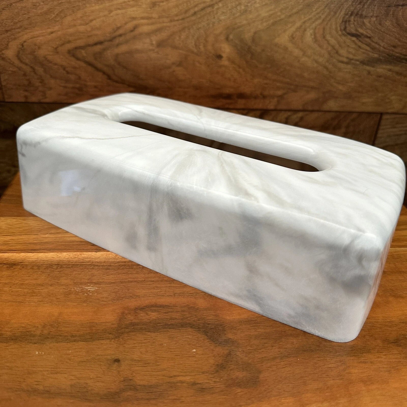 Vintage Tissue Box White Faux Marble Pattern Plastic Cover Rectangular Retro | eBay