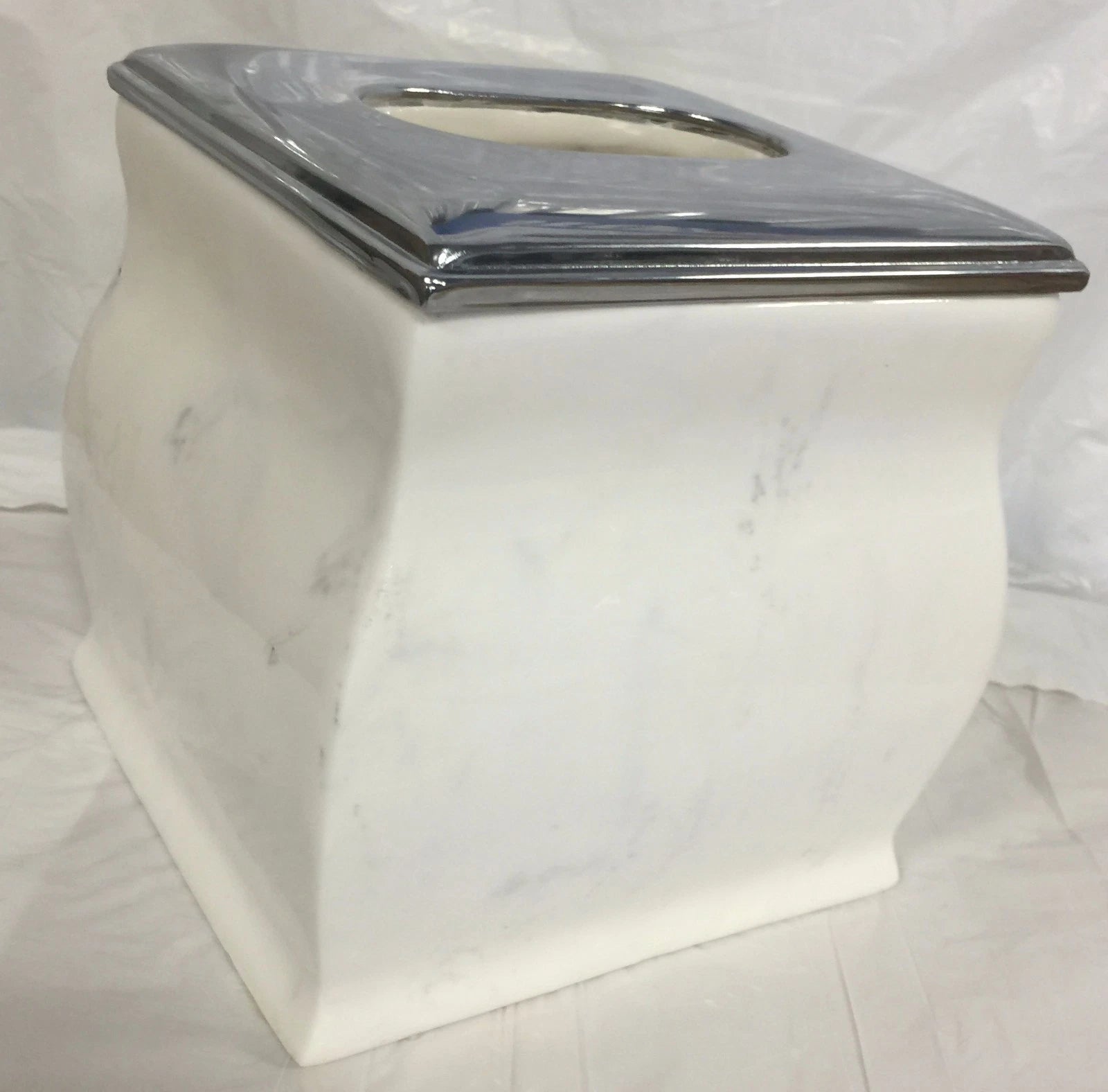 Brand New Ceramic Resin square tissue cover Tissue holder white with chrome top. | eBay