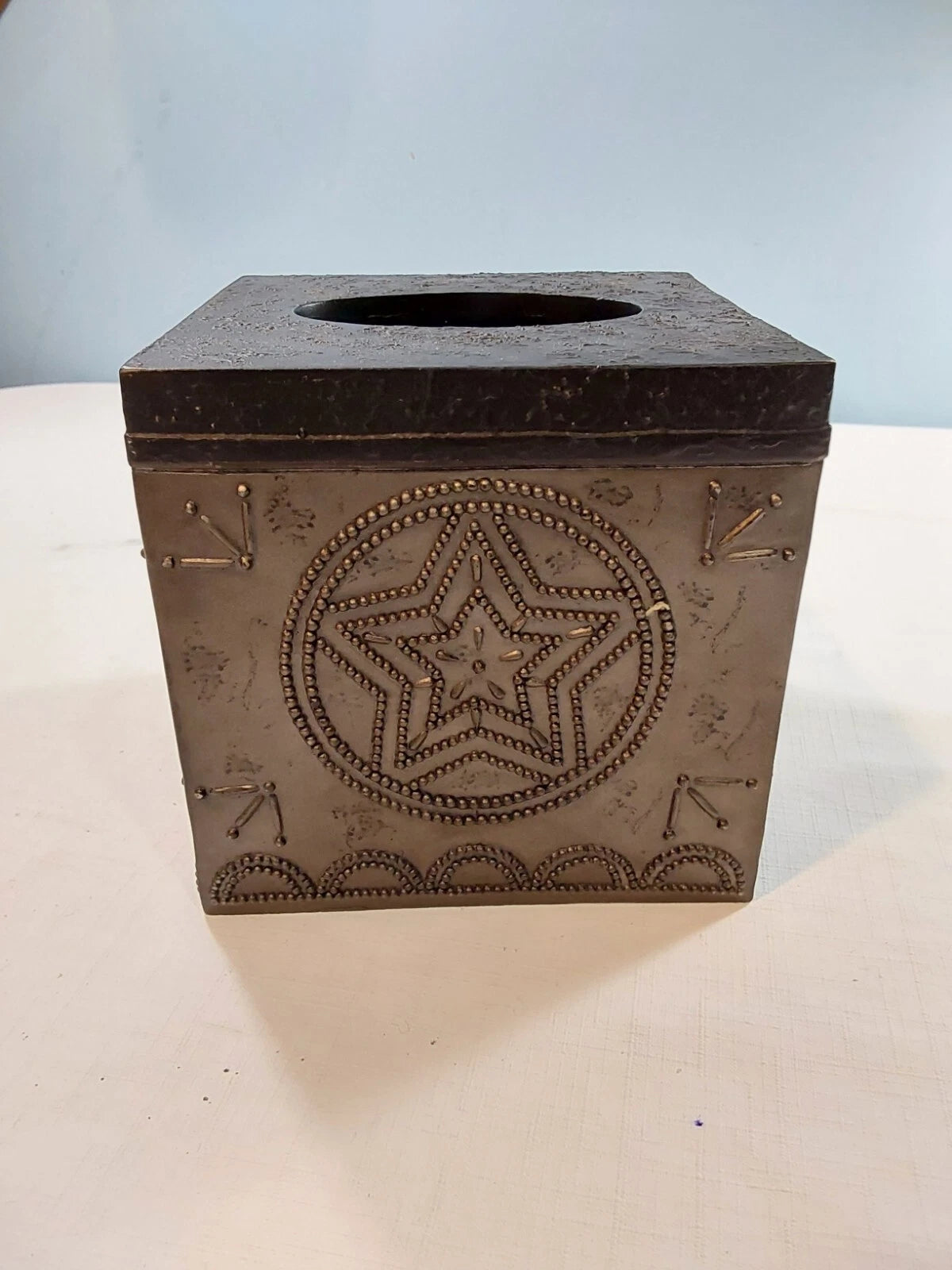 Antique Grey Star Pattern Beaded Square Bath Home Tissue Box Cover Holder | eBay