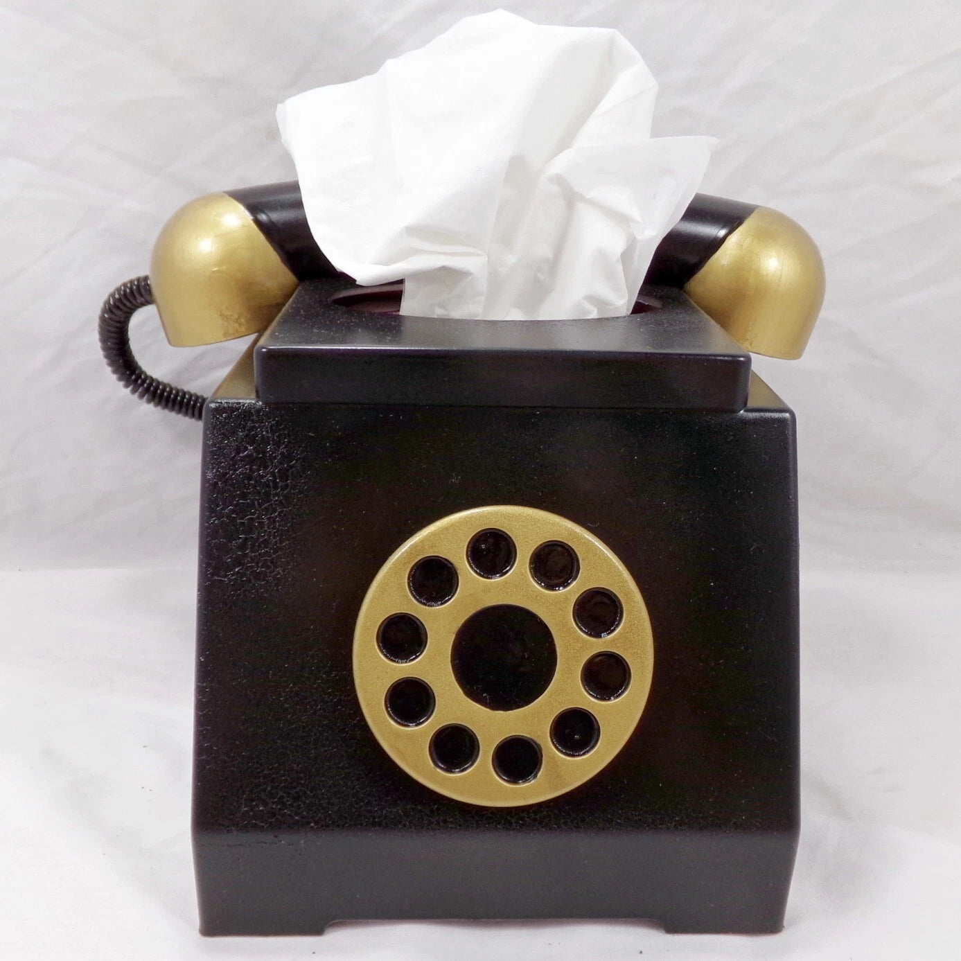 Old-Time Victorian Telephone Painted Tissue Box Cover Black Brass Steampunk | eBay
