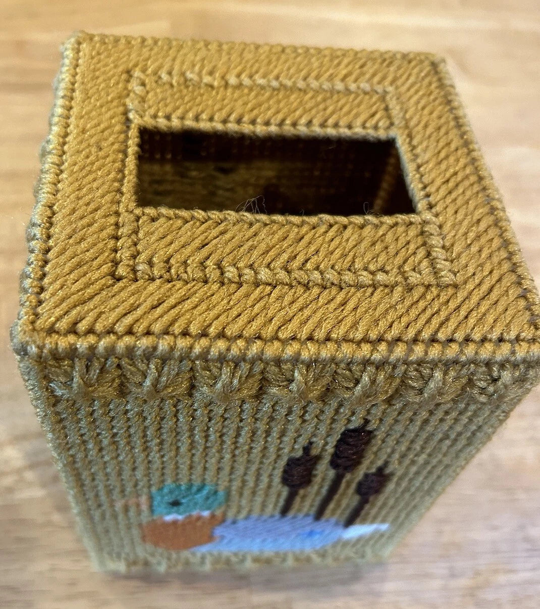 Mallard Duck & Cat Tails Tissue Box Cover Handmade Needlepoint complete | eBay