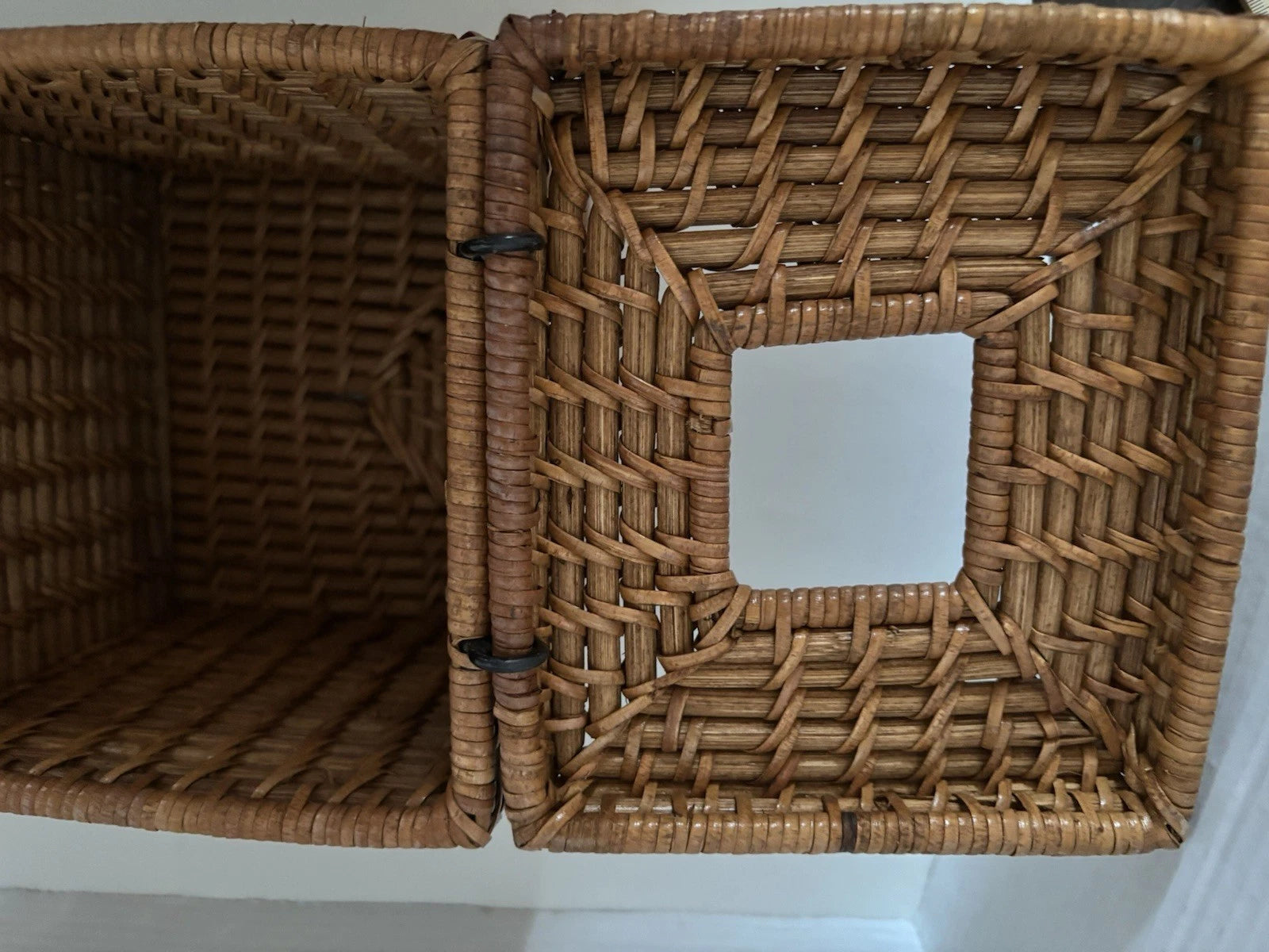 Wicker Tissue Box Double Holder Woven Rattan 6.5”T X 11”W X 6”D 2 Hinged Lids | eBay