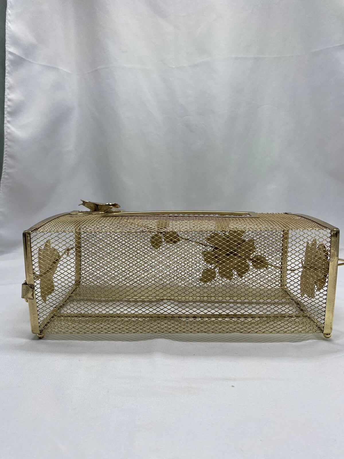 Vtg Tissue Box Cover Holder HOLLYWOOD REGENCY Gold Tone Metal MCM Kleenex | eBay