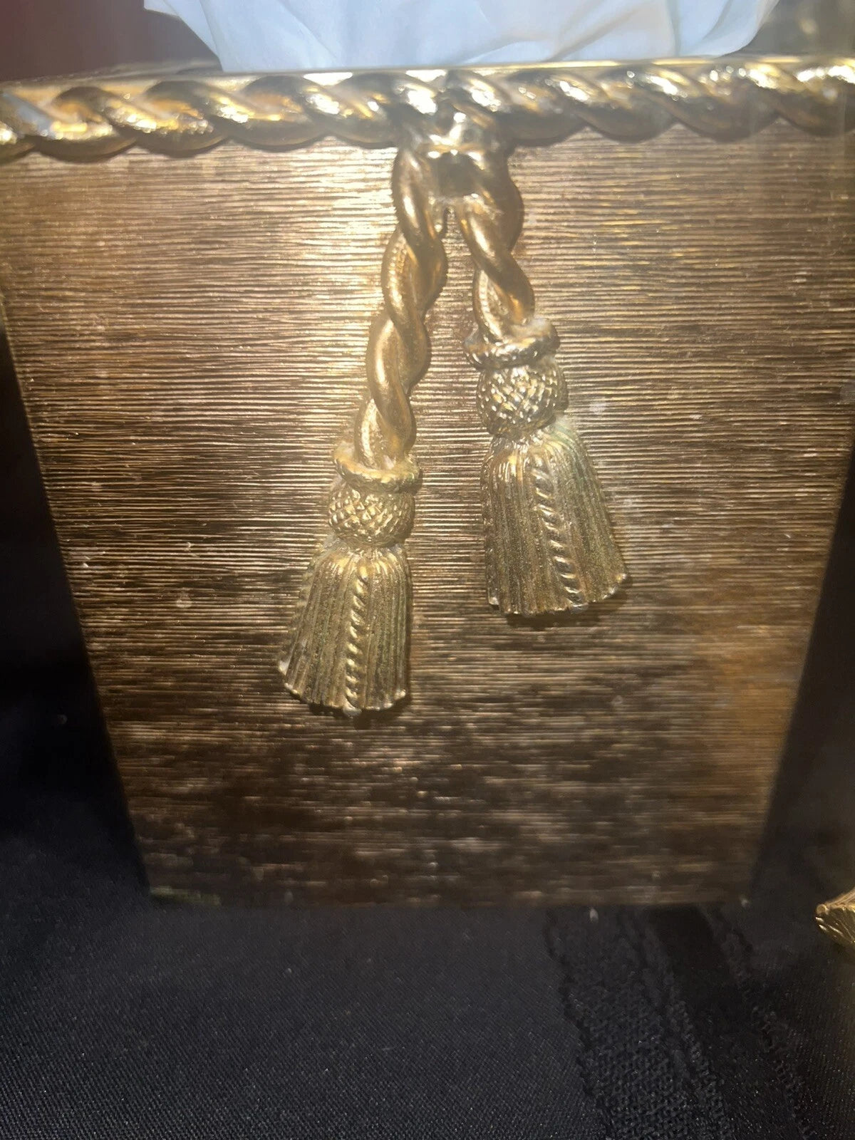 “STYLEBUILT”Gold Tissue Box With Soap Dish Tassels | Vintage Hollywood Regency | eBay