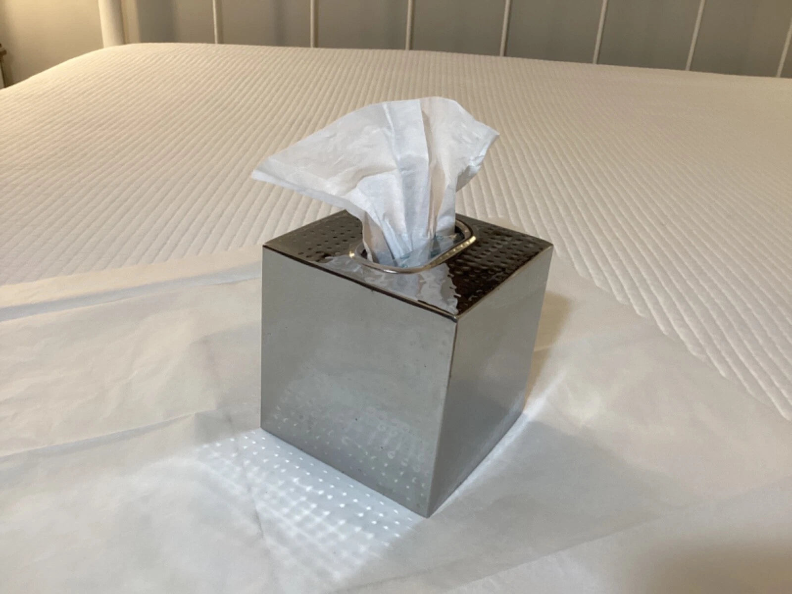 Textured Silver Metal India Boutique Tissue Box Cover EXCELLENT Condition | eBay