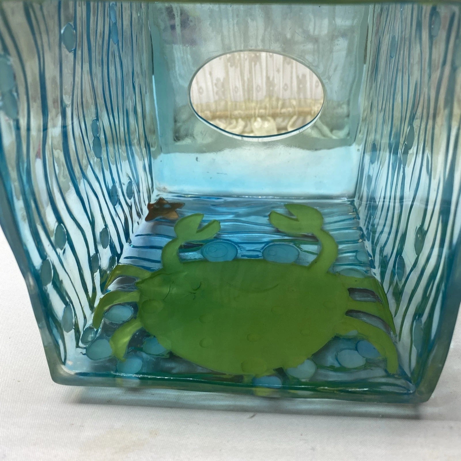 Blue Acrylic Red Crab Square Tissue Box Cover Underwater Starfish Bubbles | eBay