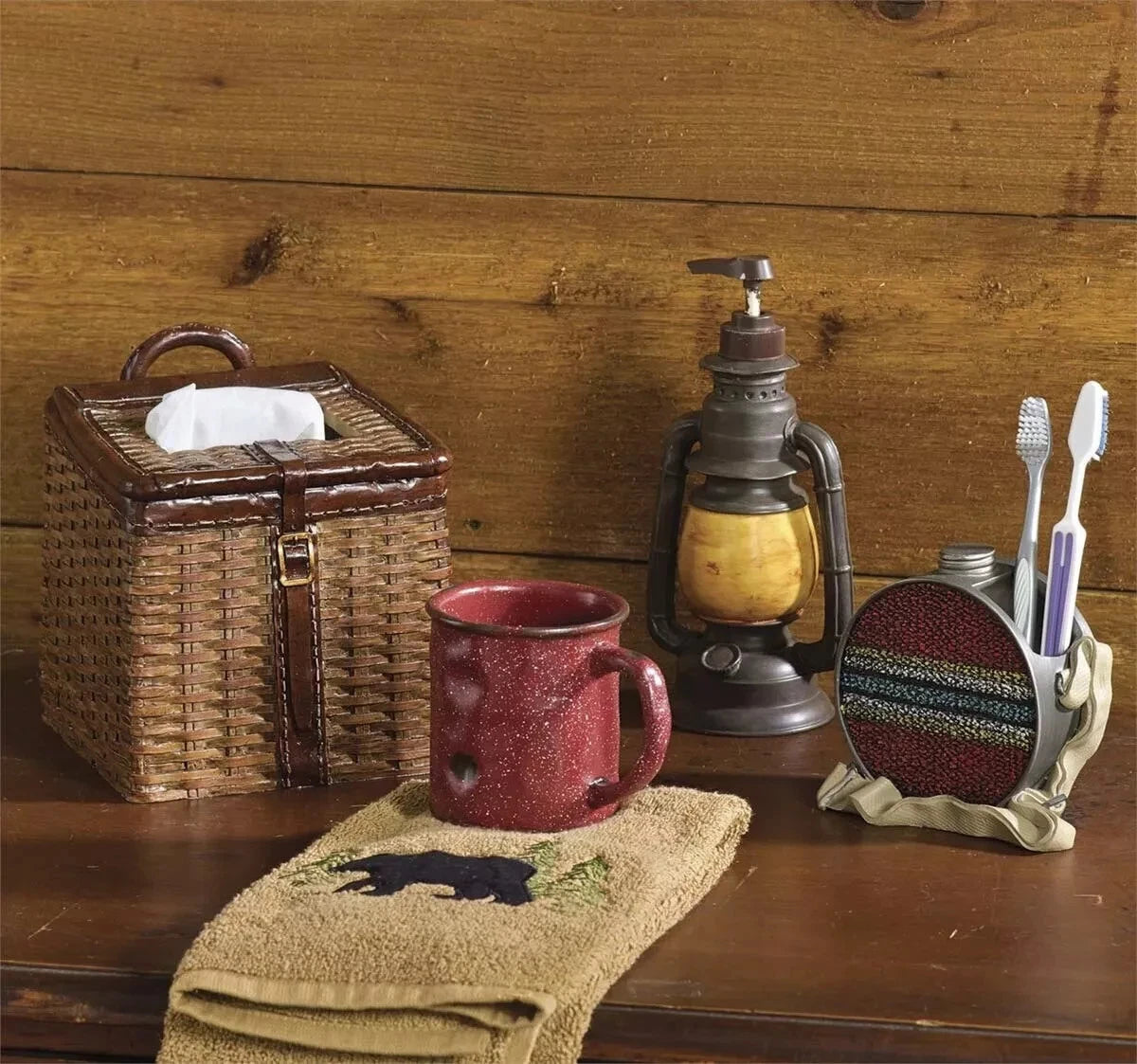 Basket Tissue Box Cover Brown Resin Cabin Country Farmhouse | eBay