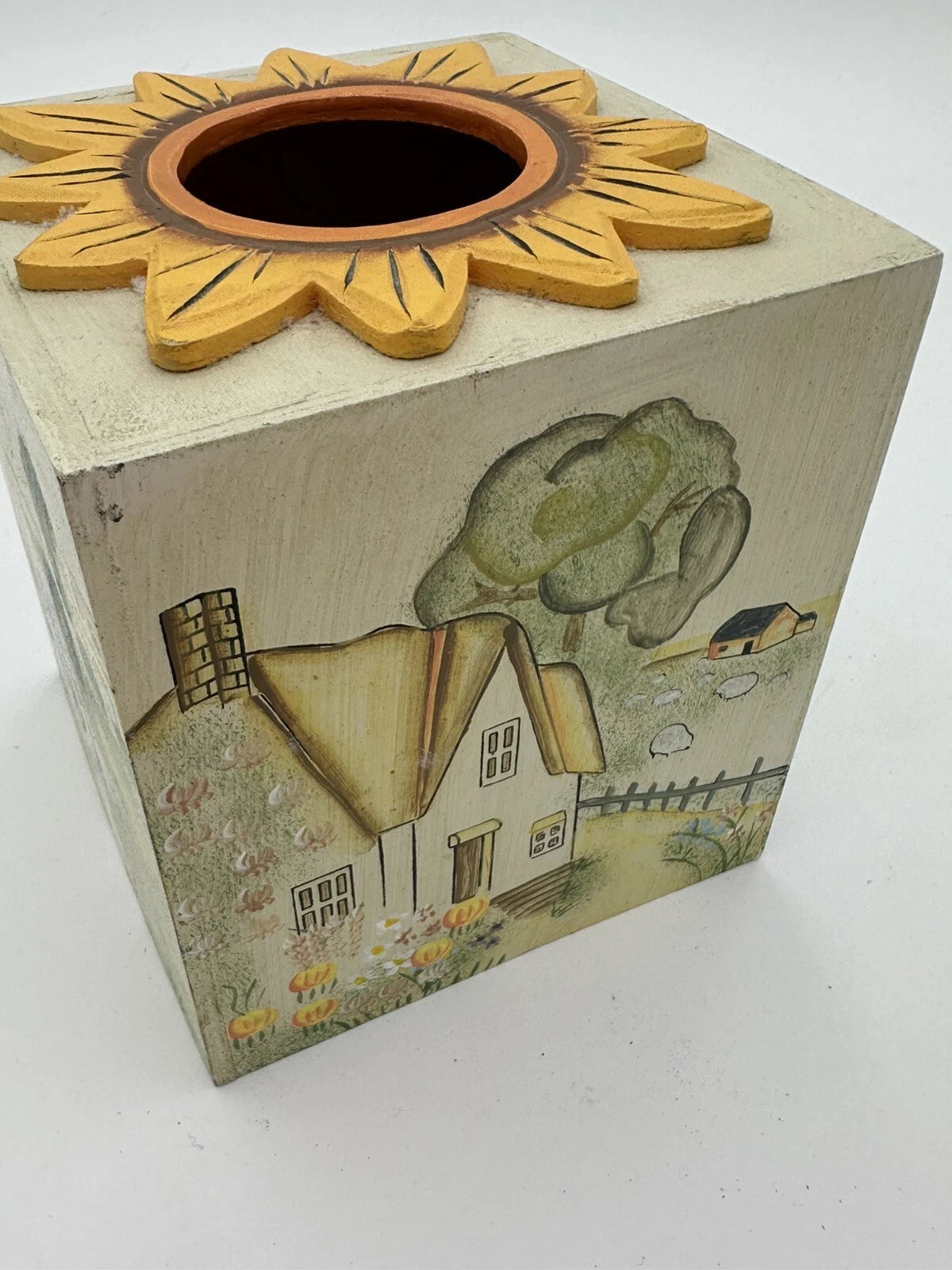 Farm Scenes With Animals Tissue Storage Box Holder Wooden Cover | eBay
