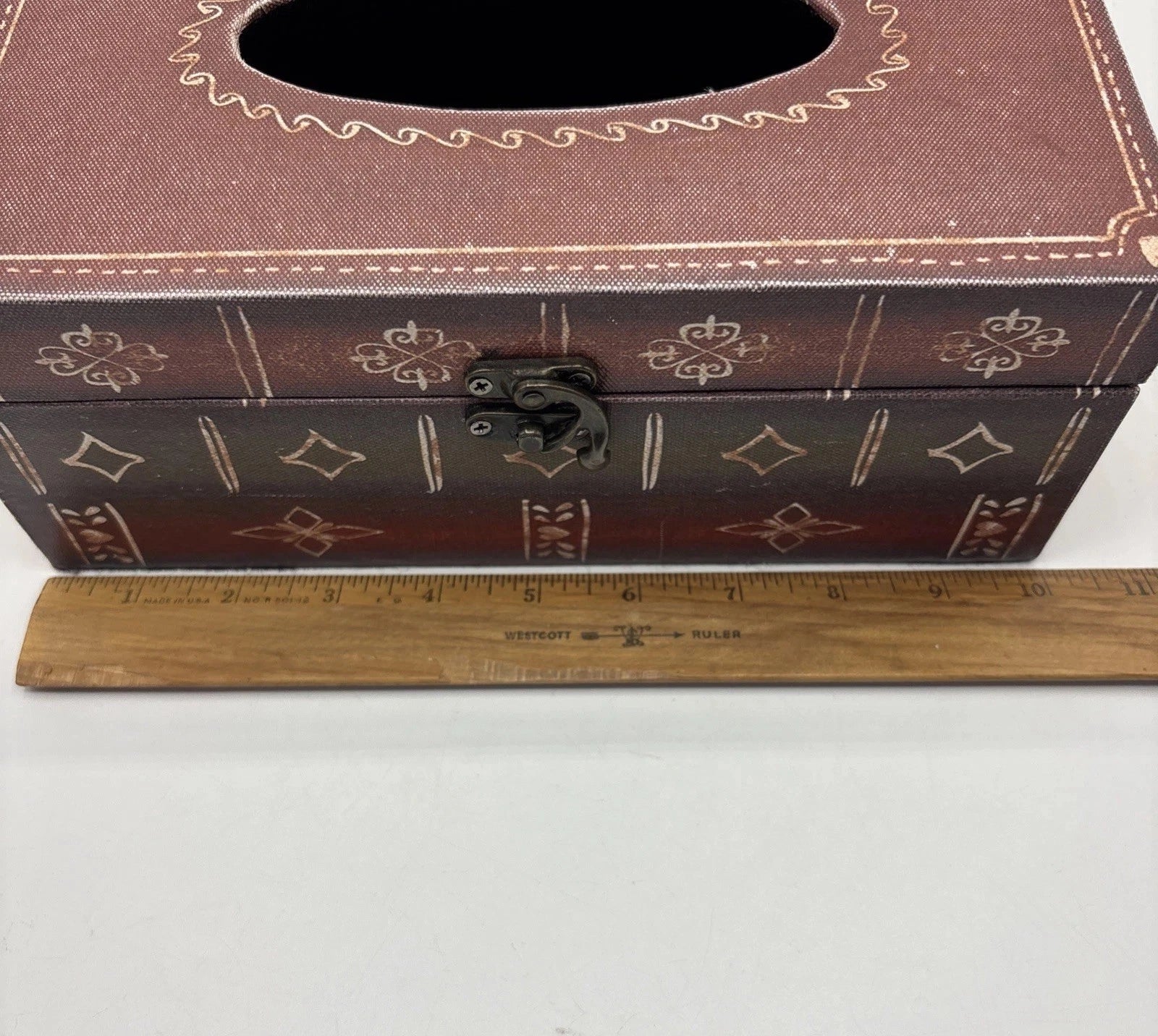 Faux Wood Book Shape Tissue Box Holder Rectangle Box With Metal Closure | eBay