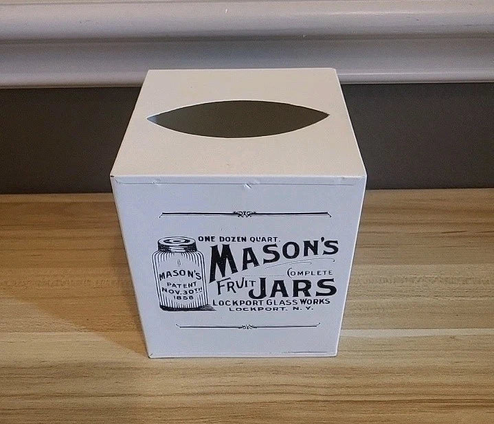 Vintage Tin Mason's Jars Logo Square Tissue Box Cover | eBay