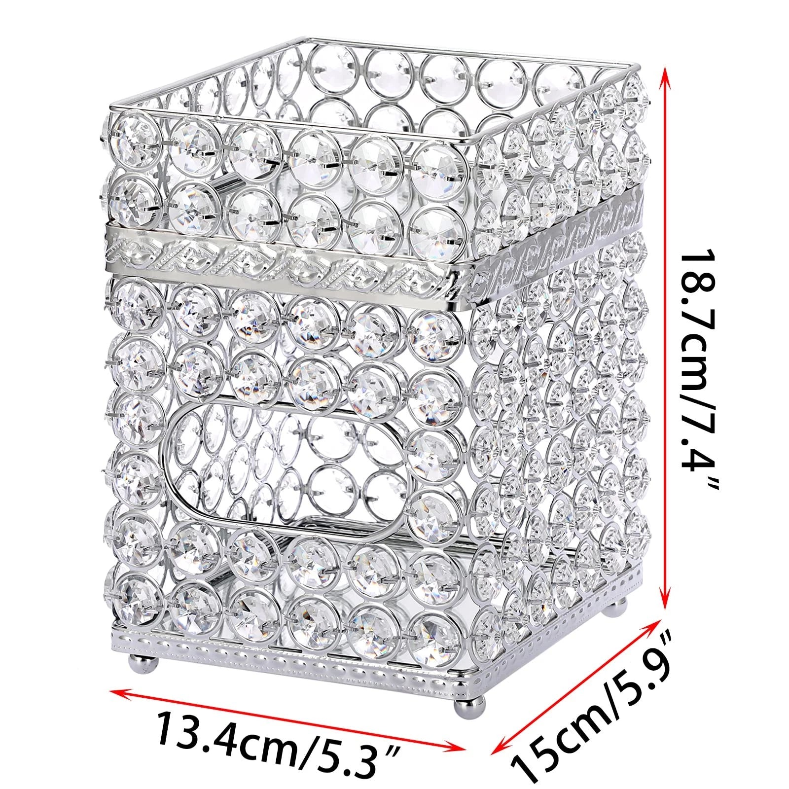 Crystal Square Tissue Box Cover Decorative Cube Tissue Box Holder With Tray Styl | eBay