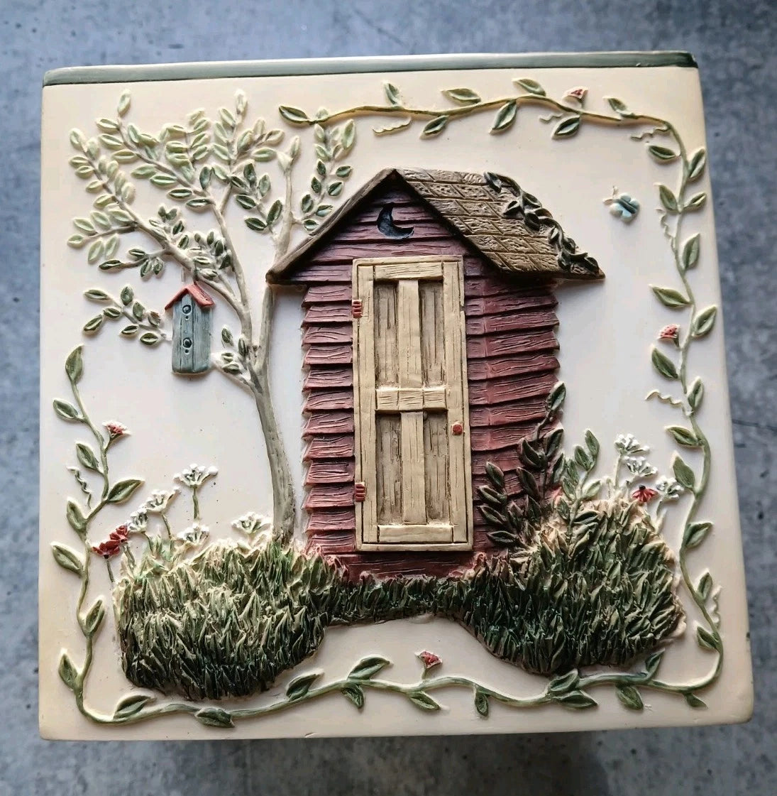 Linda Spivey 2003 Expressions Outhouse Tissue Box Cover Hand Painted Cabin Decor | eBay