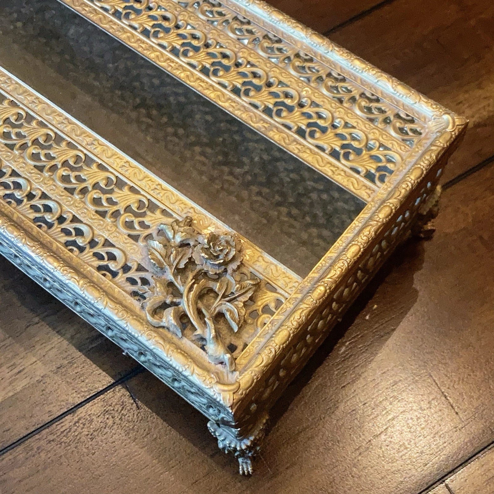 Vintage Brass Filigree Tissue Box Holder Floral Flower Roses Hollywood Regency | eBay
