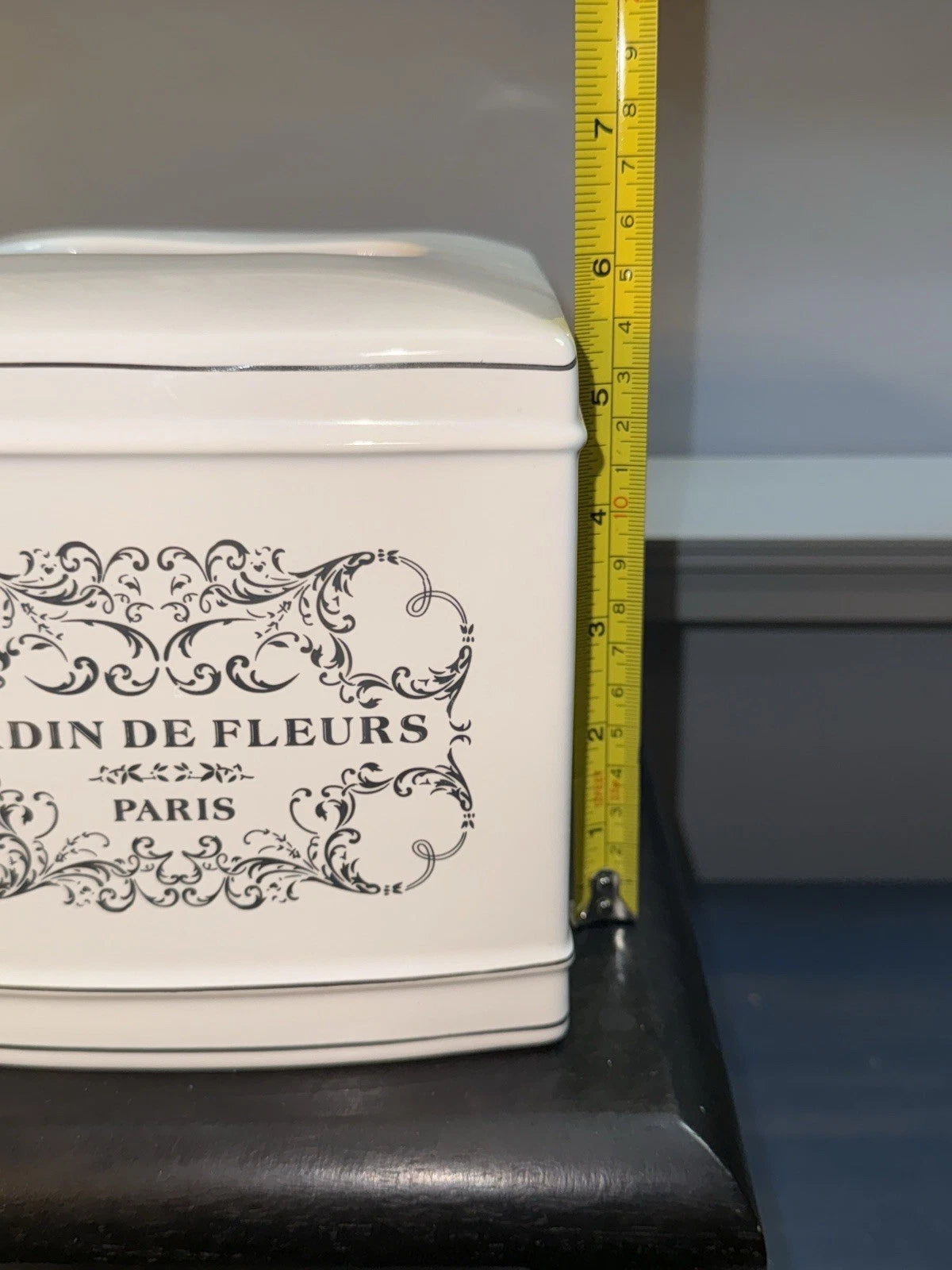 Porcelain Tissue Box Cover “JARDIN DE FLEURS PARIS”-White-EUC | eBay