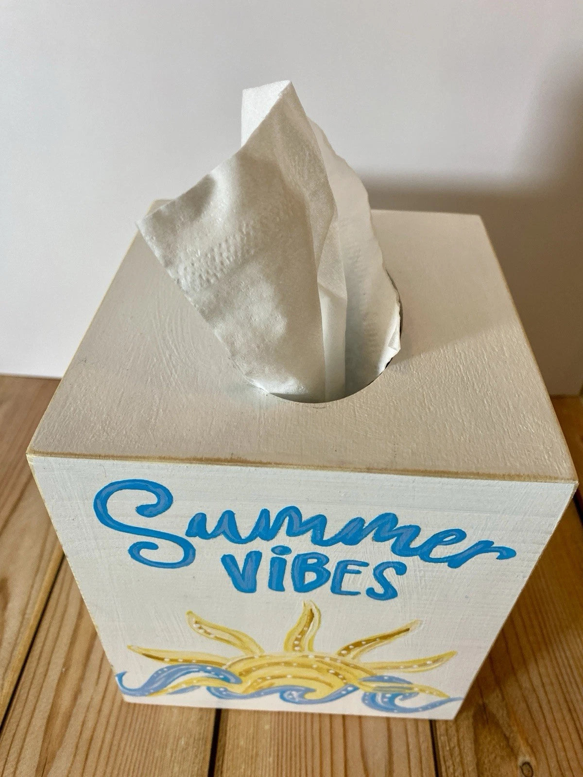 Hand painted wood tissue box cover summer beach house vibes | eBay