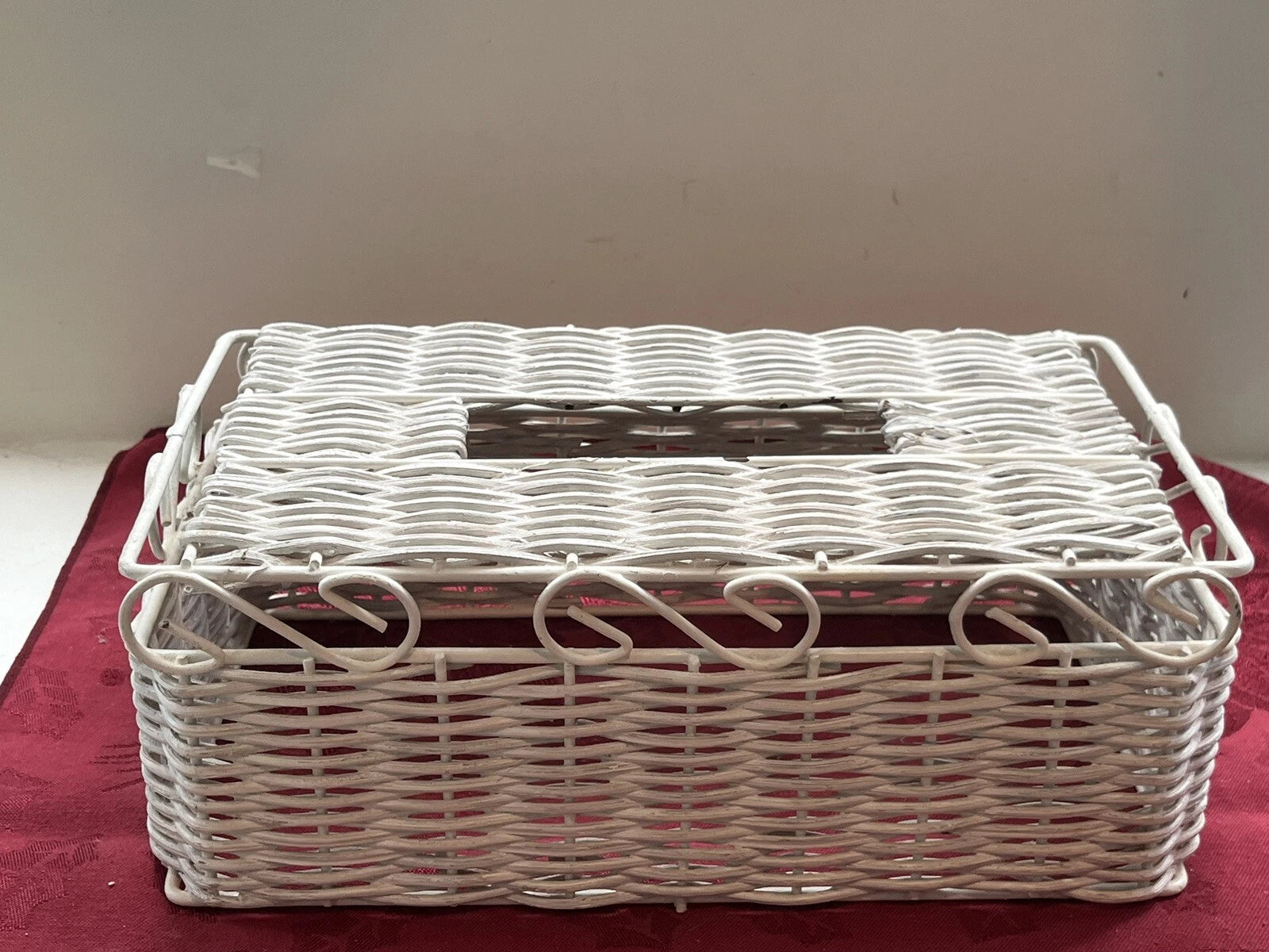 VTG MCM WHITE WICKER & METAL TISSUE BOX COVER 10.5x5.25x4 | eBay