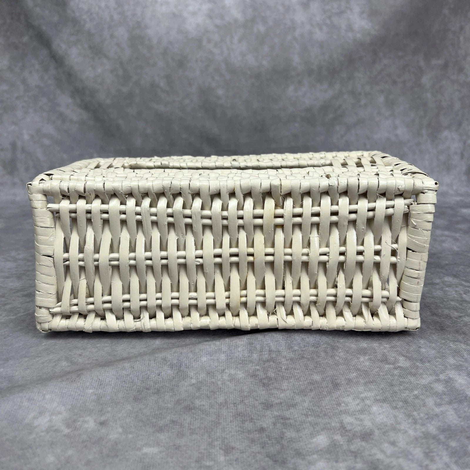 Tissue Box Cover White Wicker Farmhouse Beach Boho Cottage Core Country VTG | eBay