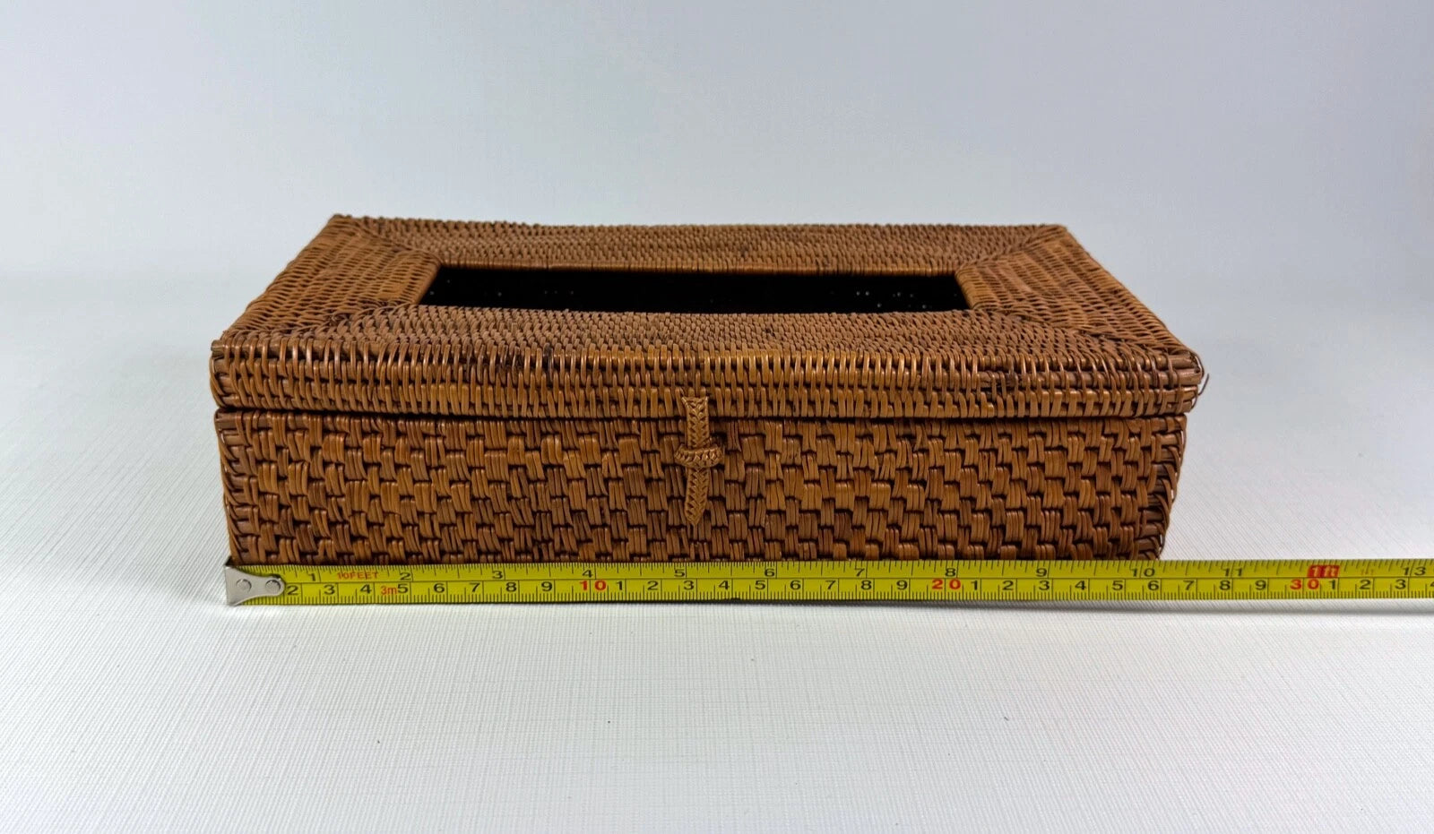 Vintage Wicker Rattan Woven Basket Long Tissue Box Cover Holder Box with Latch | eBay