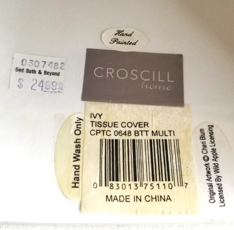 Croscill Ivy Cheri Blum Tissue Box Cover Stone Hand Painted | eBay