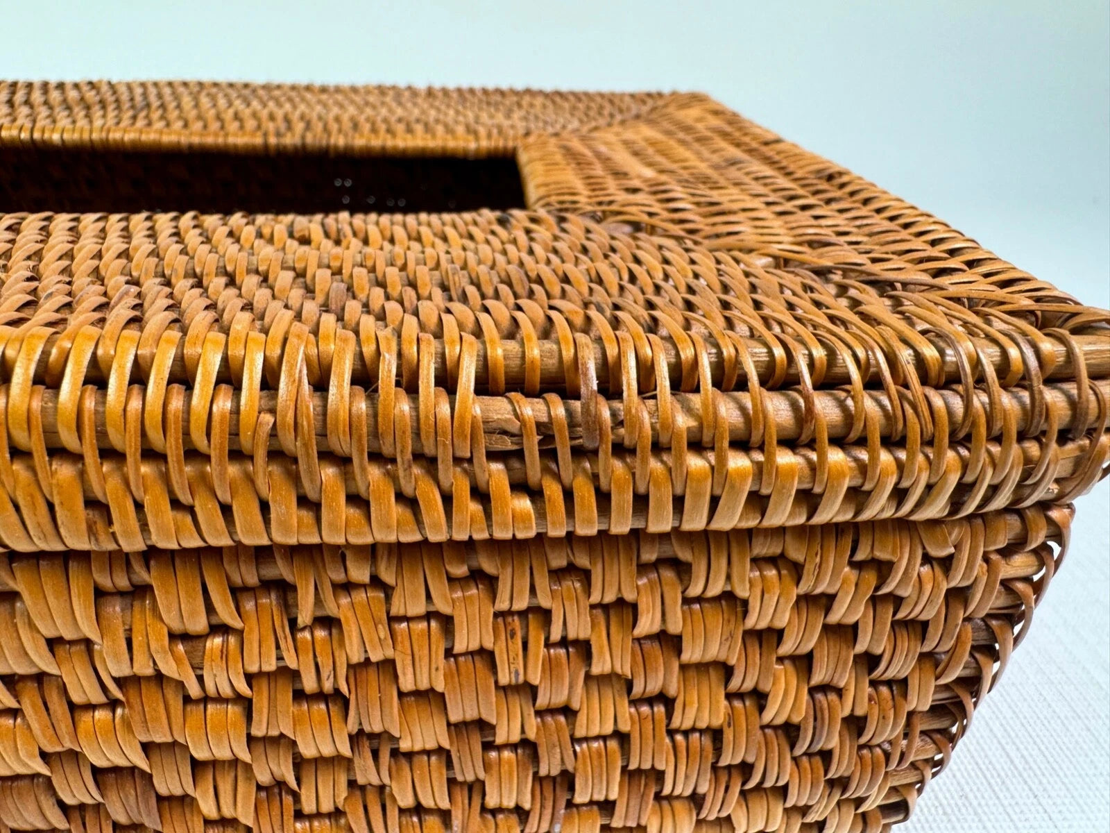 Vintage Wicker Rattan Woven Basket Long Tissue Box Cover Holder Box with Latch | eBay