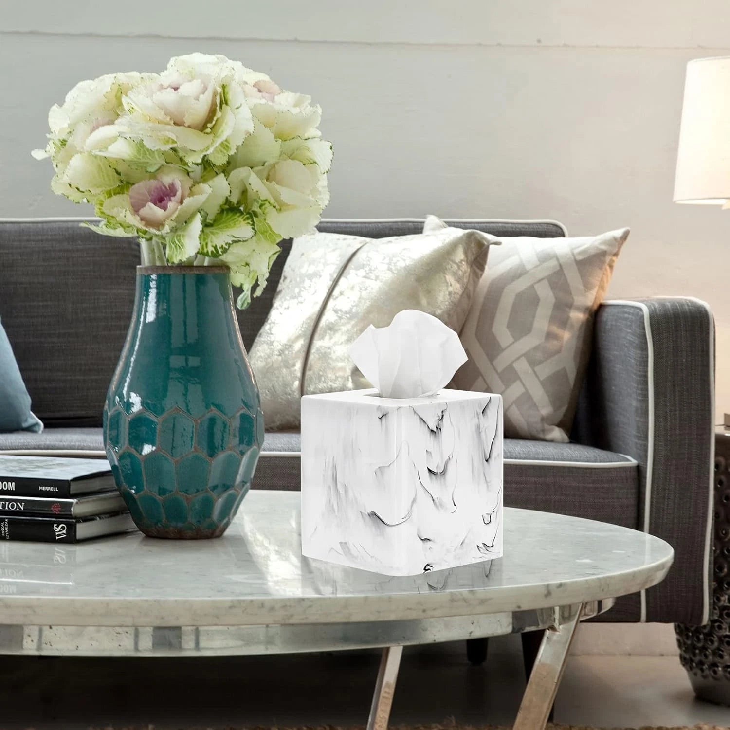 Resin Square Tissue Box Cover - Stylish Cube Tissue Box Holder with Open Bottom, | eBay