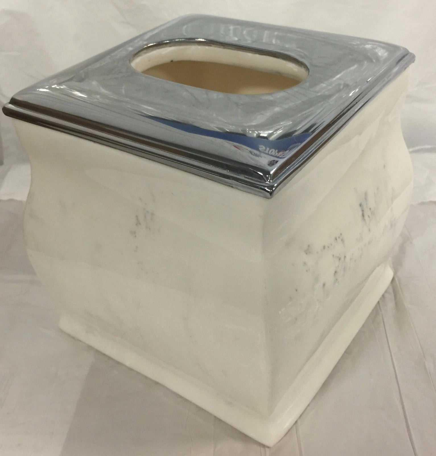 Brand New Ceramic Resin square tissue cover Tissue holder white with chrome top. | eBay