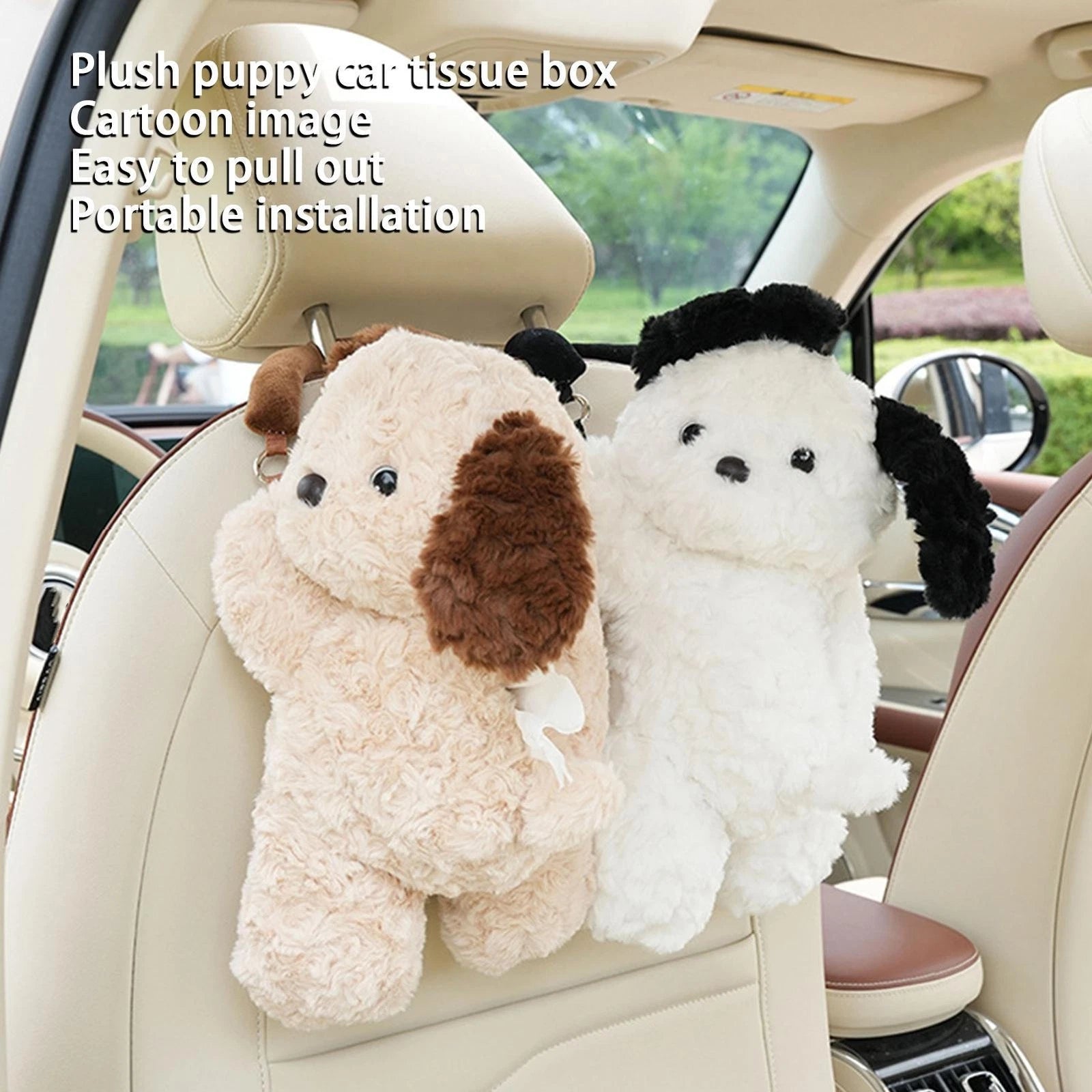 Car Tissue Box Dog Plush Animal Dog Home Car Tissue Box Cover Holder | eBay