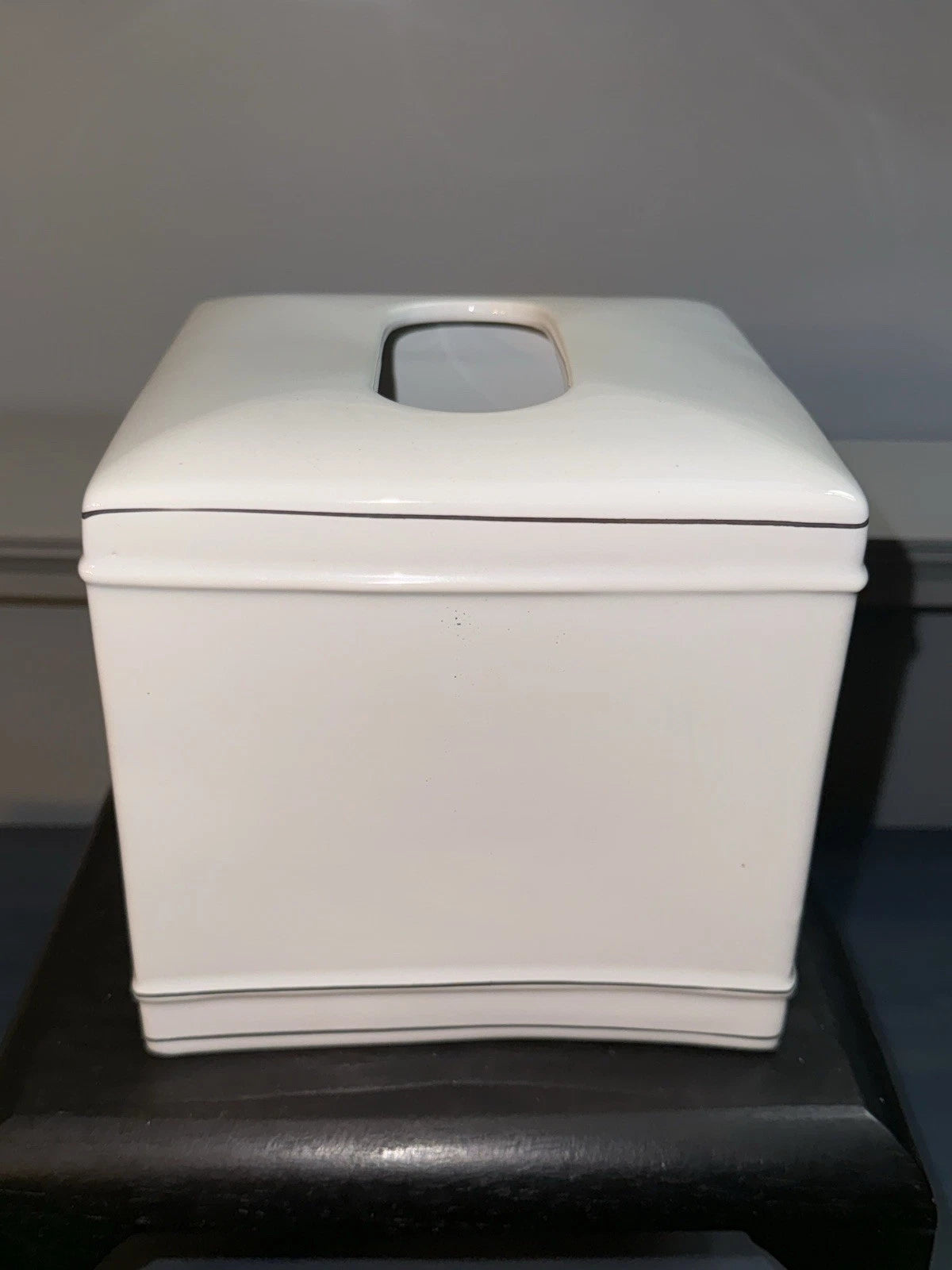 Porcelain Tissue Box Cover “JARDIN DE FLEURS PARIS”-White-EUC | eBay