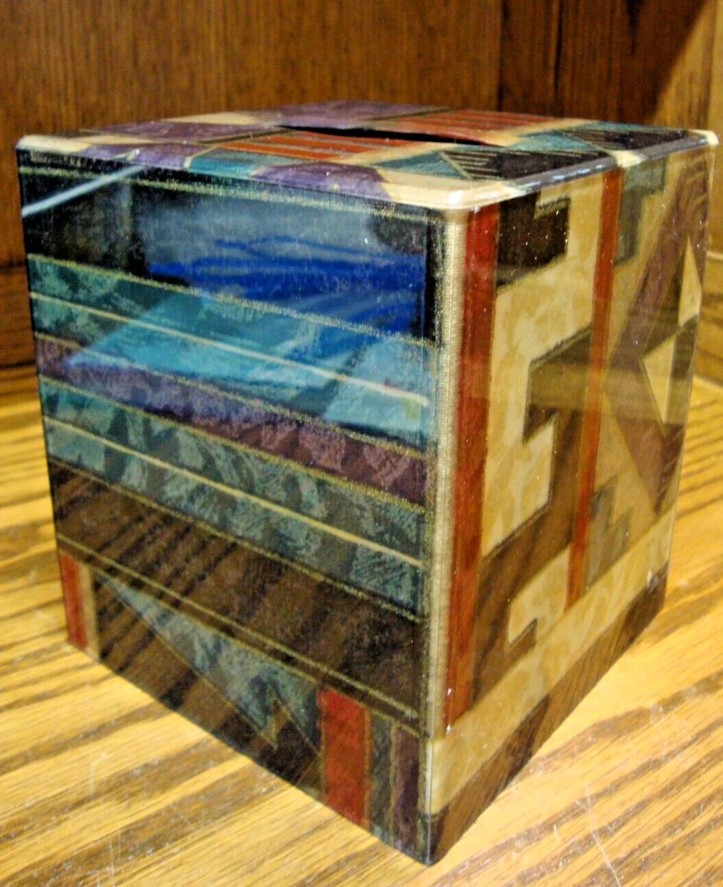 Acrylic Tissue Box Cover Holder Multi-Color Geometric Designs 6"x 5"x 5" 943 | eBay