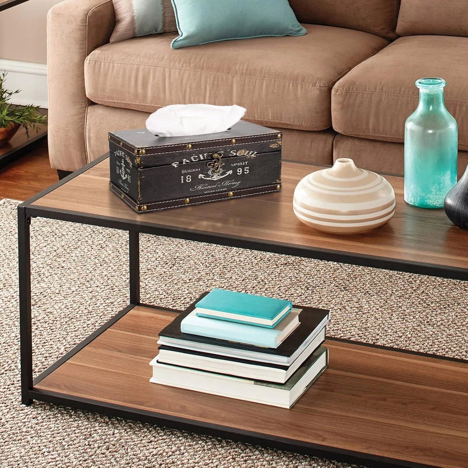 Tissue Box Cover Rectangle Tissue Box with Lid,Wooden Tissue Box Holder Retro Ti | eBay