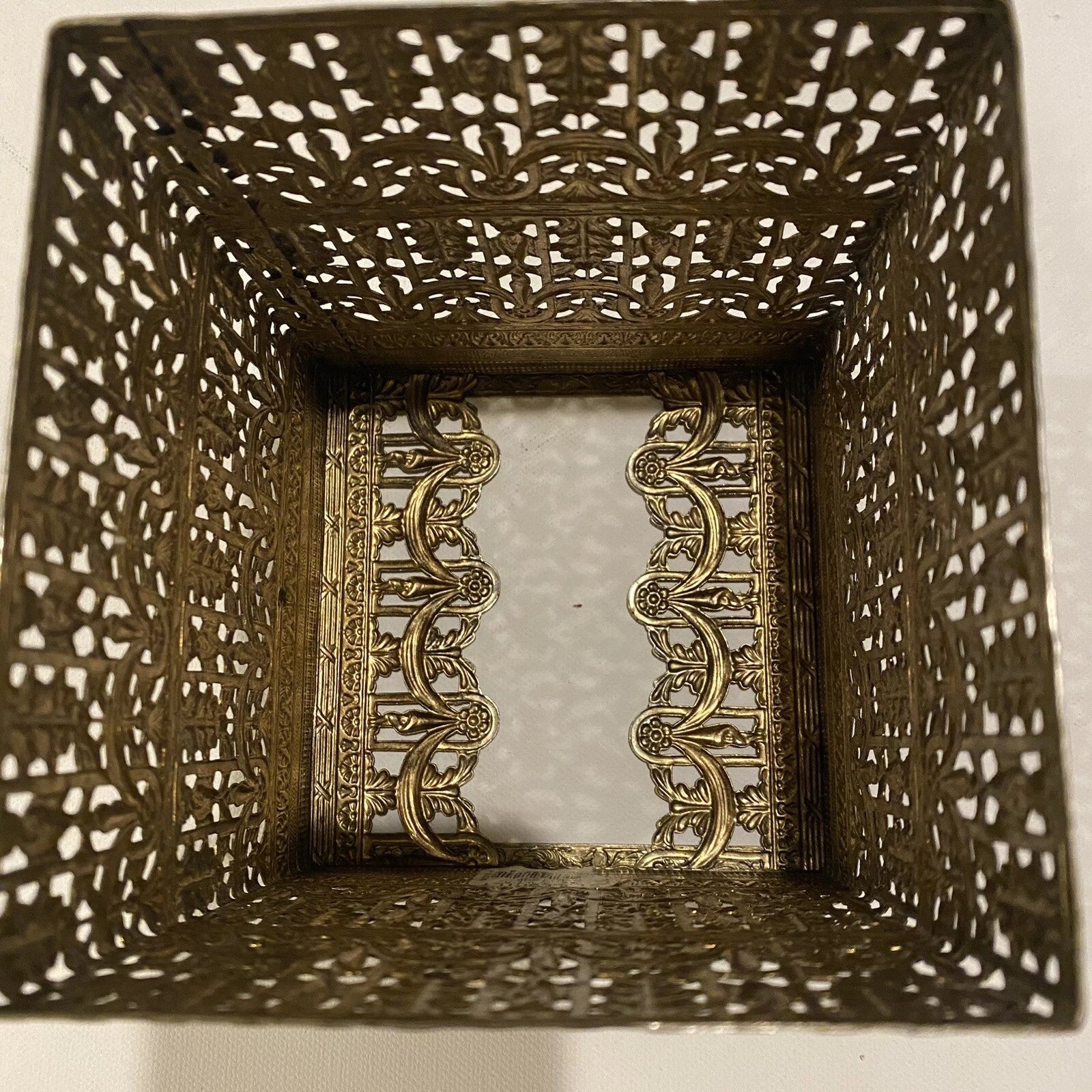 Vintage Hollywood Regency Tissue Box Holder Brass Filigree Square MCM Gold Tone | eBay