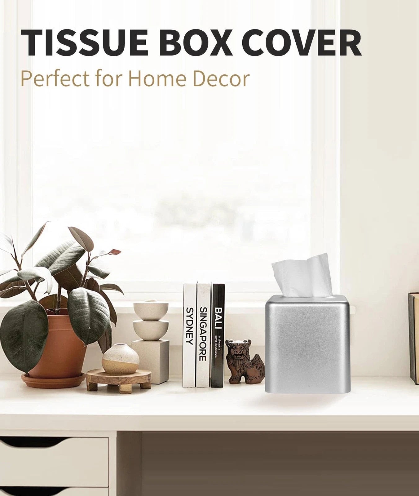 Tissue Box Cover, Square Metal Tissue Box Holder Modern Decor Facial Napkin H... | eBay