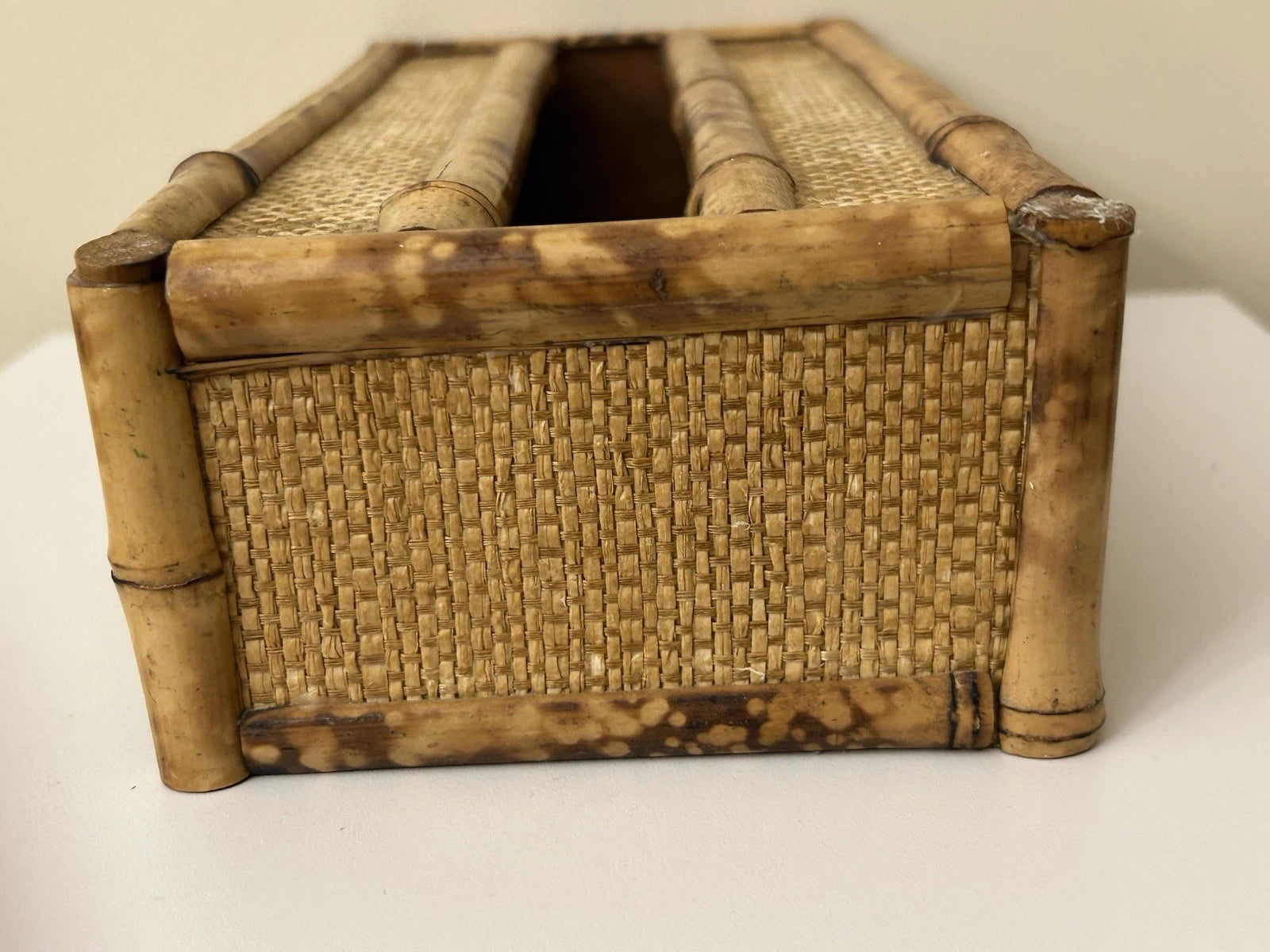 Vintage Bamboo & Wood Wooden Tissue Kleenex Box Cover Holder Rectangular | eBay