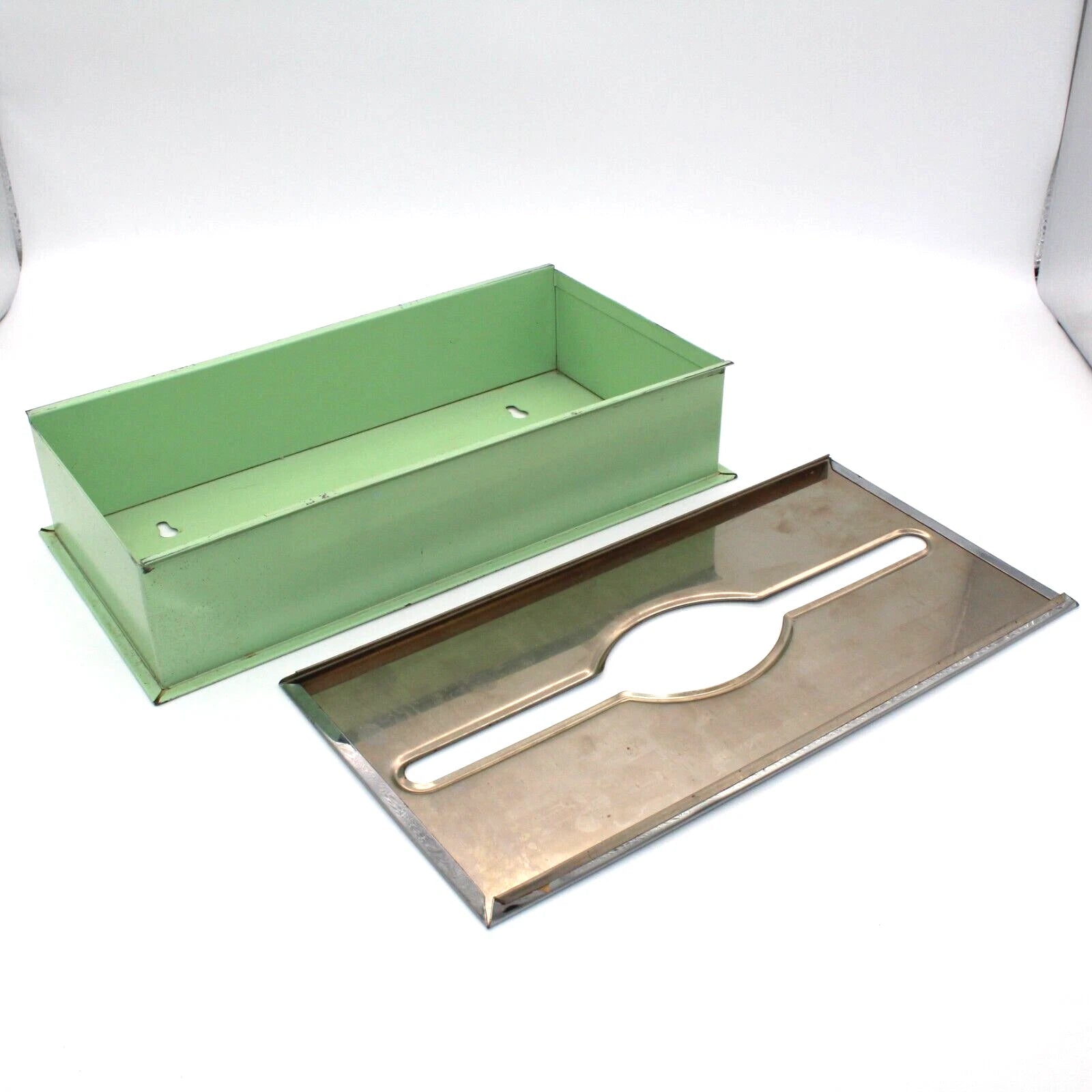 VTG 50s Pastel Green Metal Handpainted Tole Roses Wall Tissue Box Holder Cottage | eBay