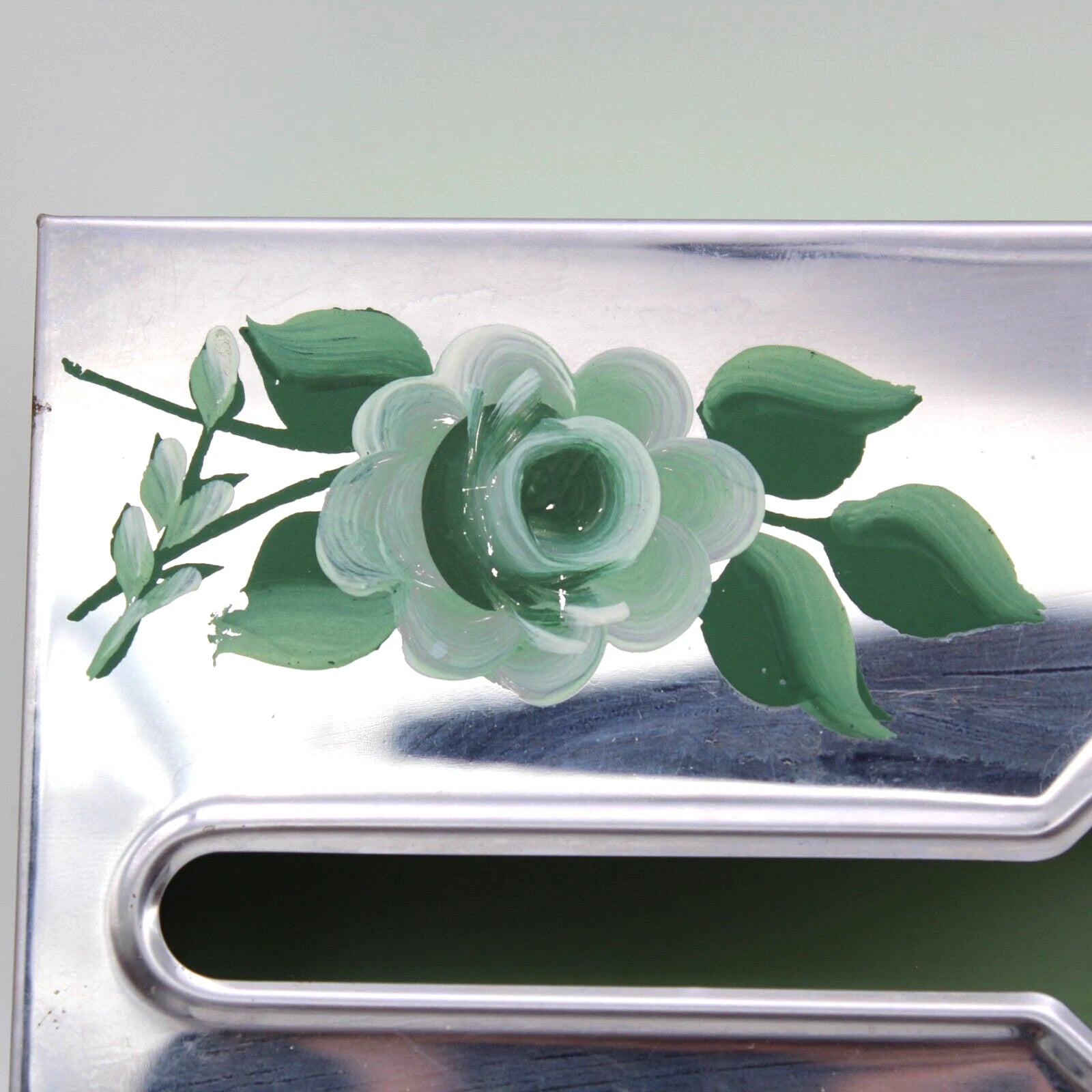 VTG 50s Pastel Green Metal Handpainted Tole Roses Wall Tissue Box Holder Cottage | eBay