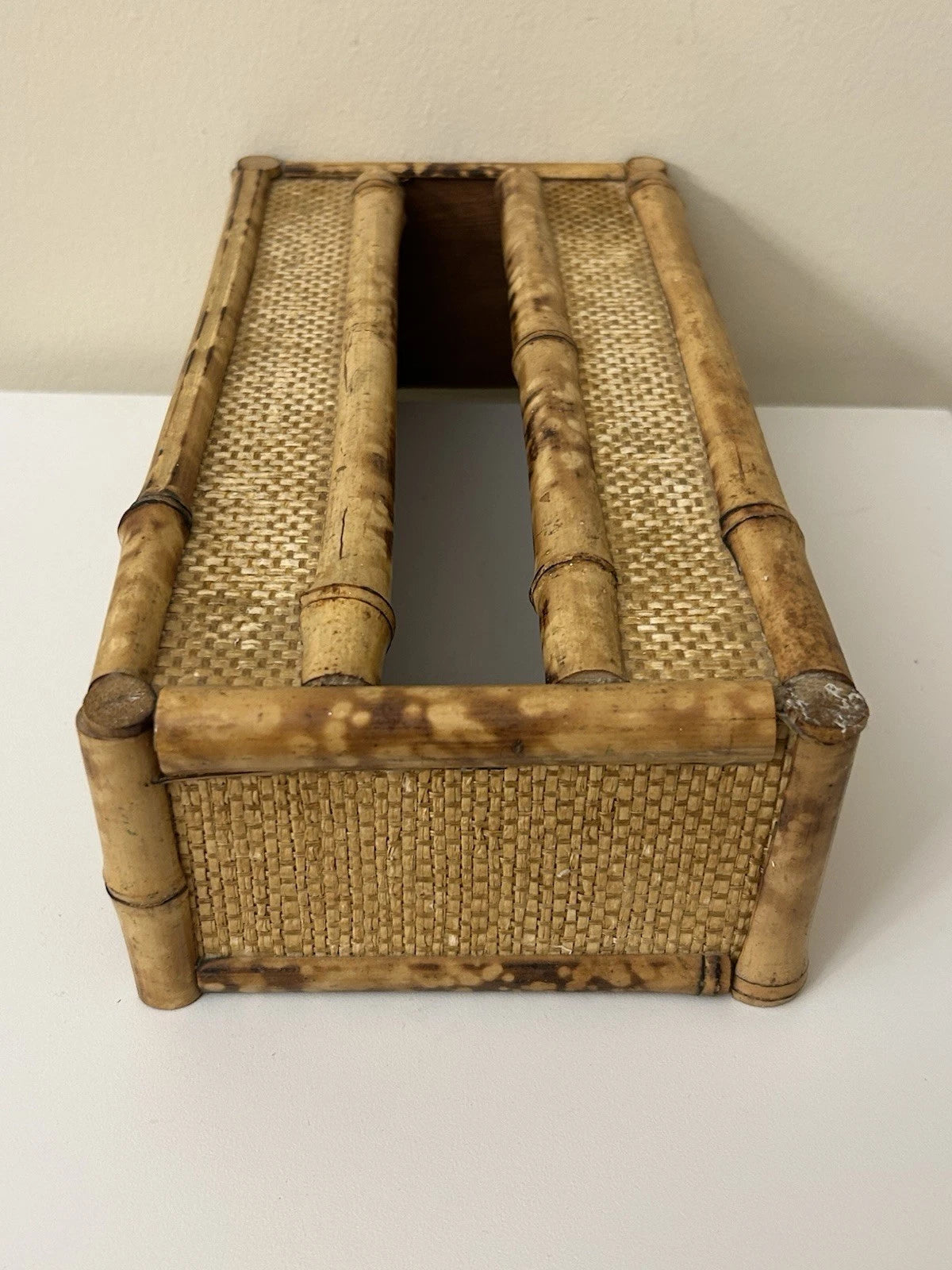 Vintage Bamboo & Wood Wooden Tissue Kleenex Box Cover Holder Rectangular | eBay
