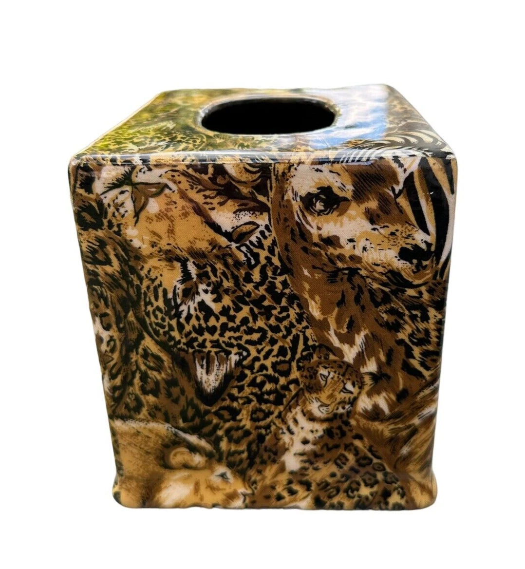 African Safari Tissue Box Cover Lions Leopard Giraffe Cheetah Design. New | eBay